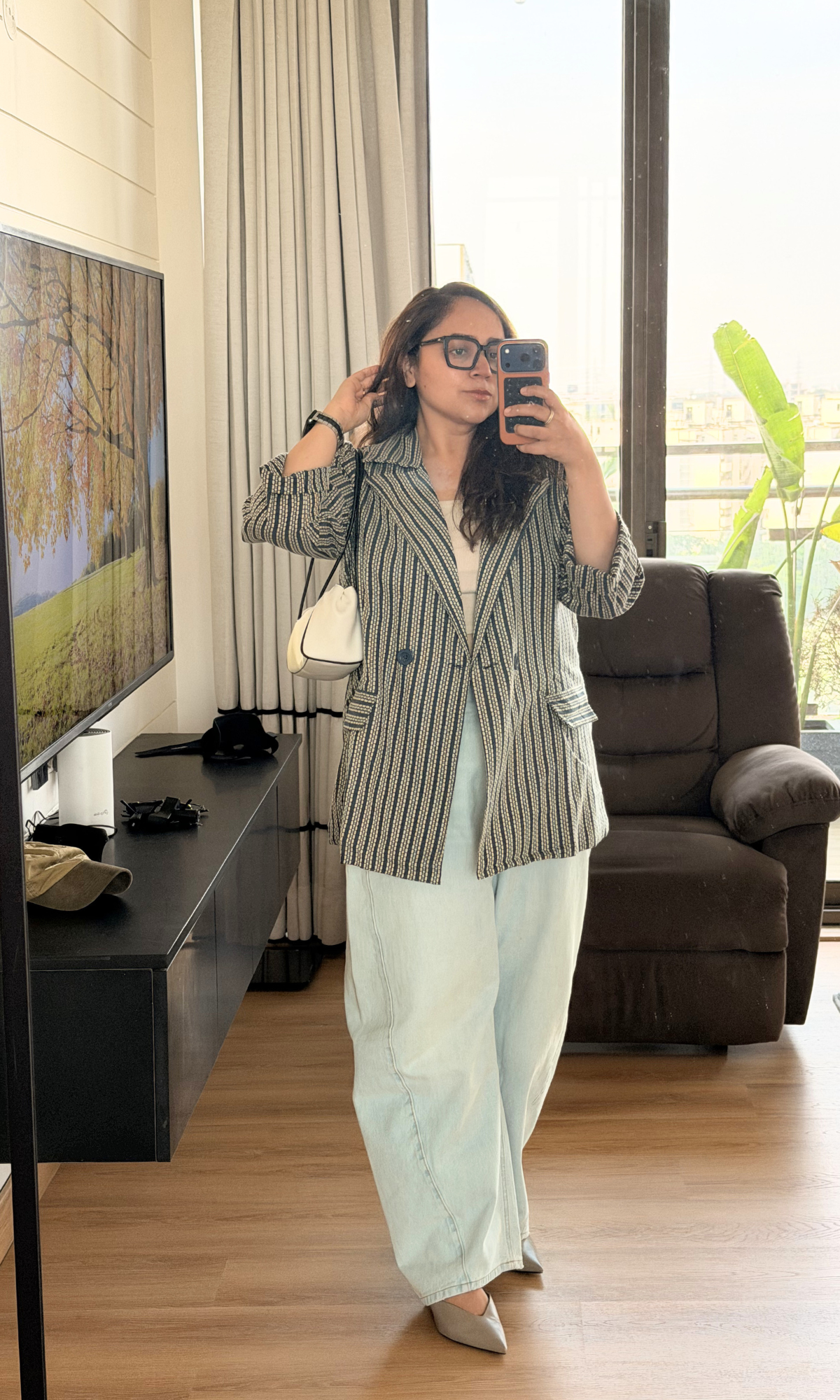 Navy Stripe Double-Breasted Blazer