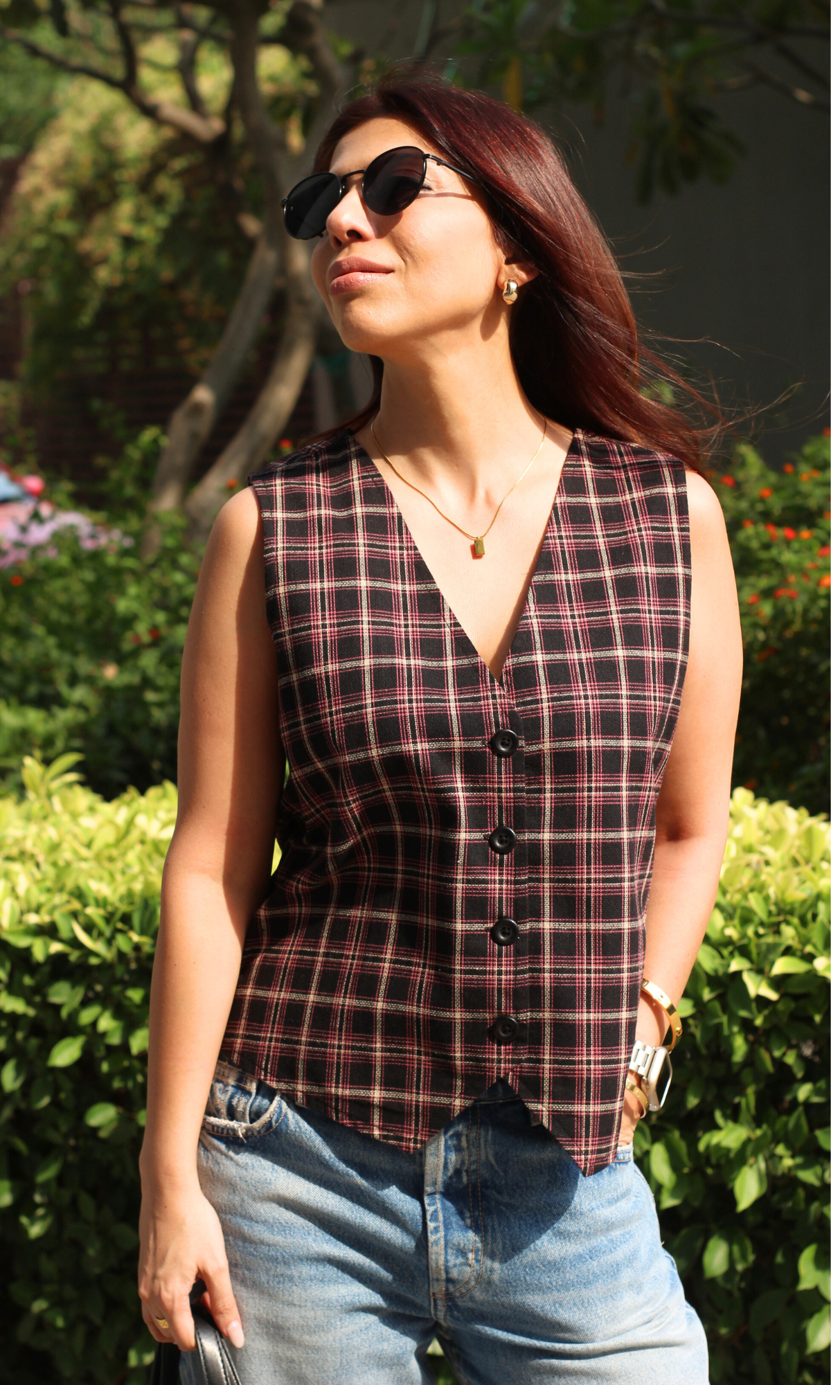 Blush Grid Checkmate Waist Coat