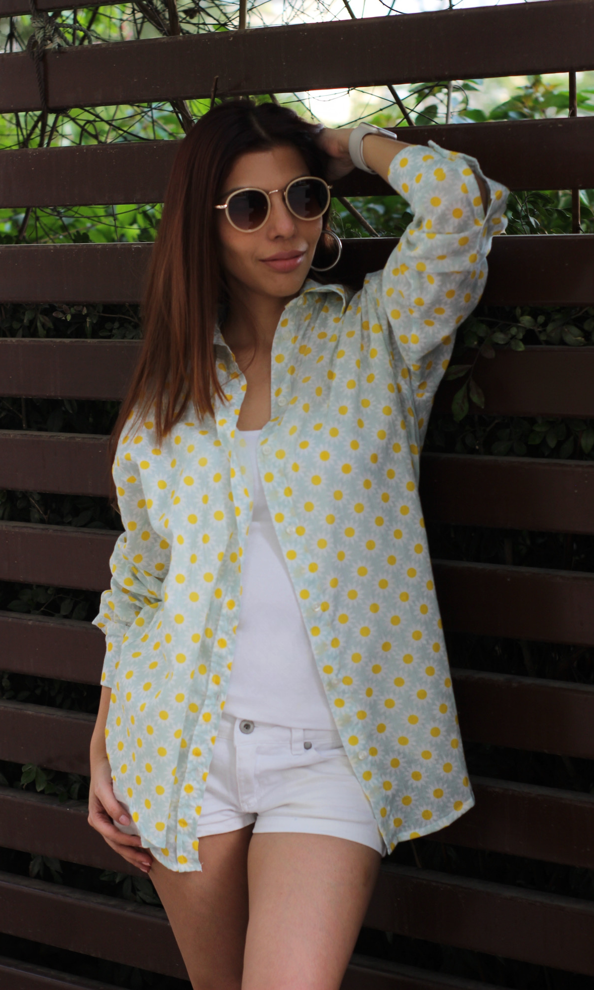 Daisy Printed Cotton Oversized Shirt