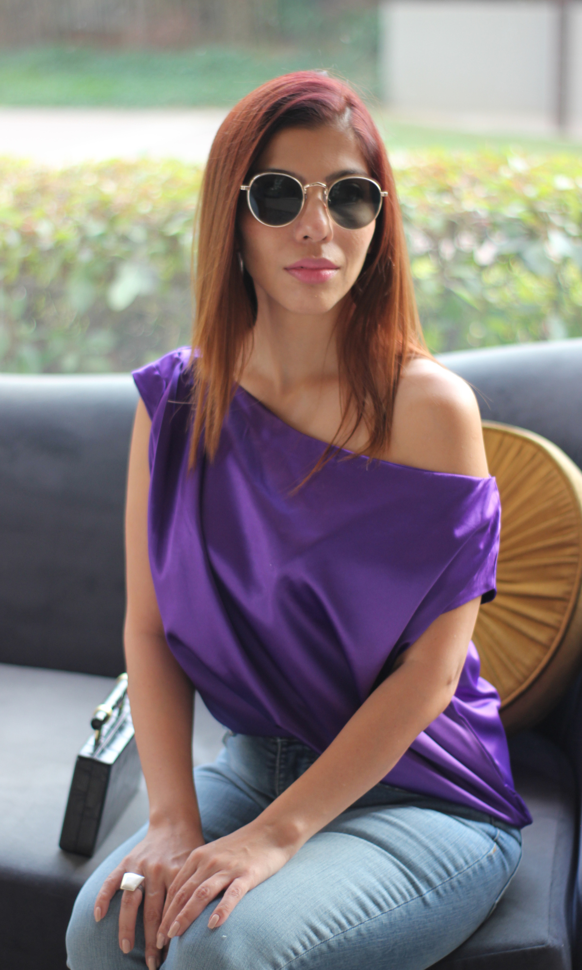 Indigo Purple One-Shoulder Top