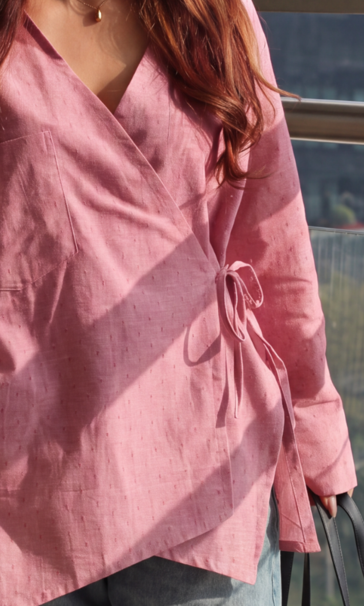 Rosewood Cut-Detail Kimono Top