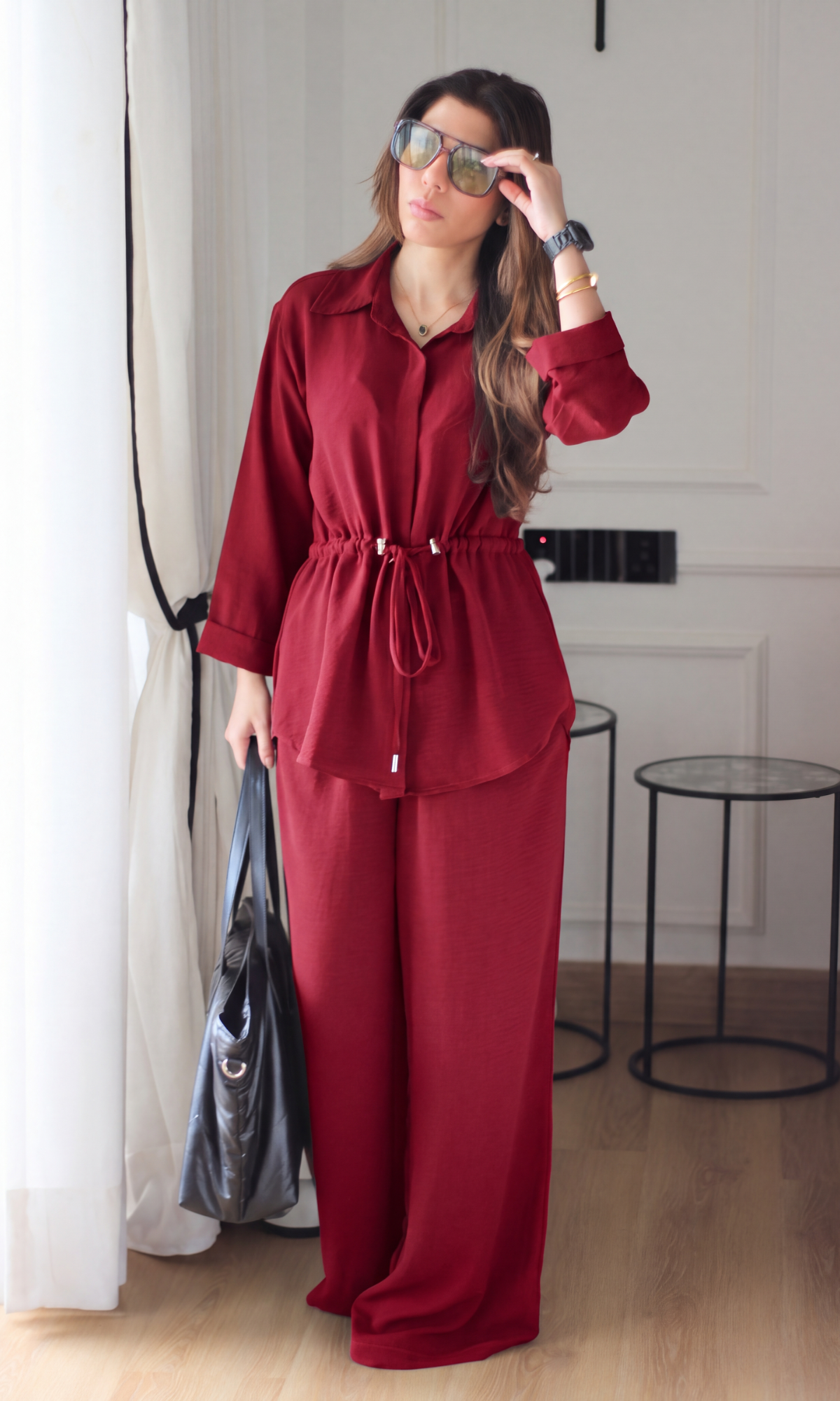 Burgundy Drawstring Co-ord Set