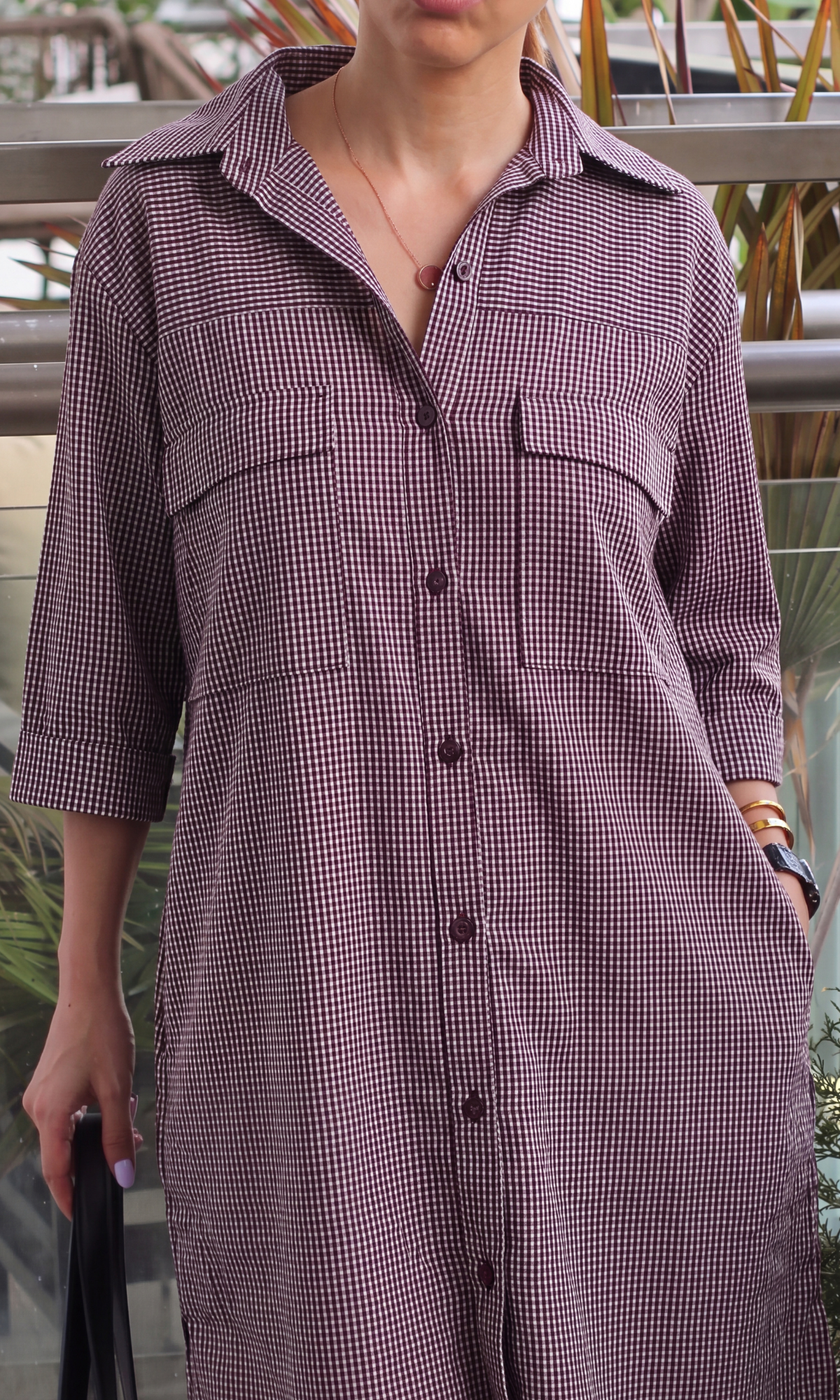 Black & Red Vichy Check Mini Shirt Dress