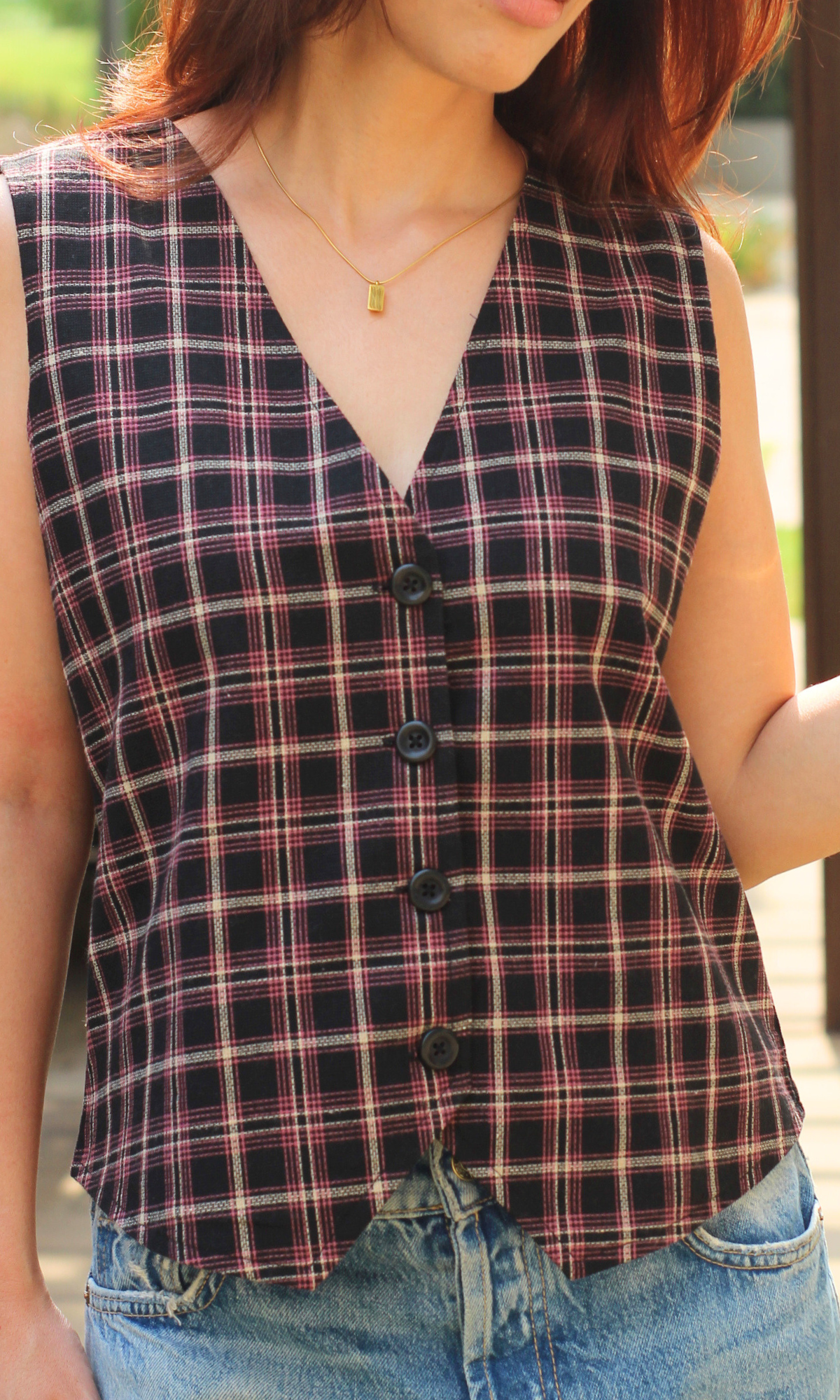 Blush Grid Checkmate Waist Coat