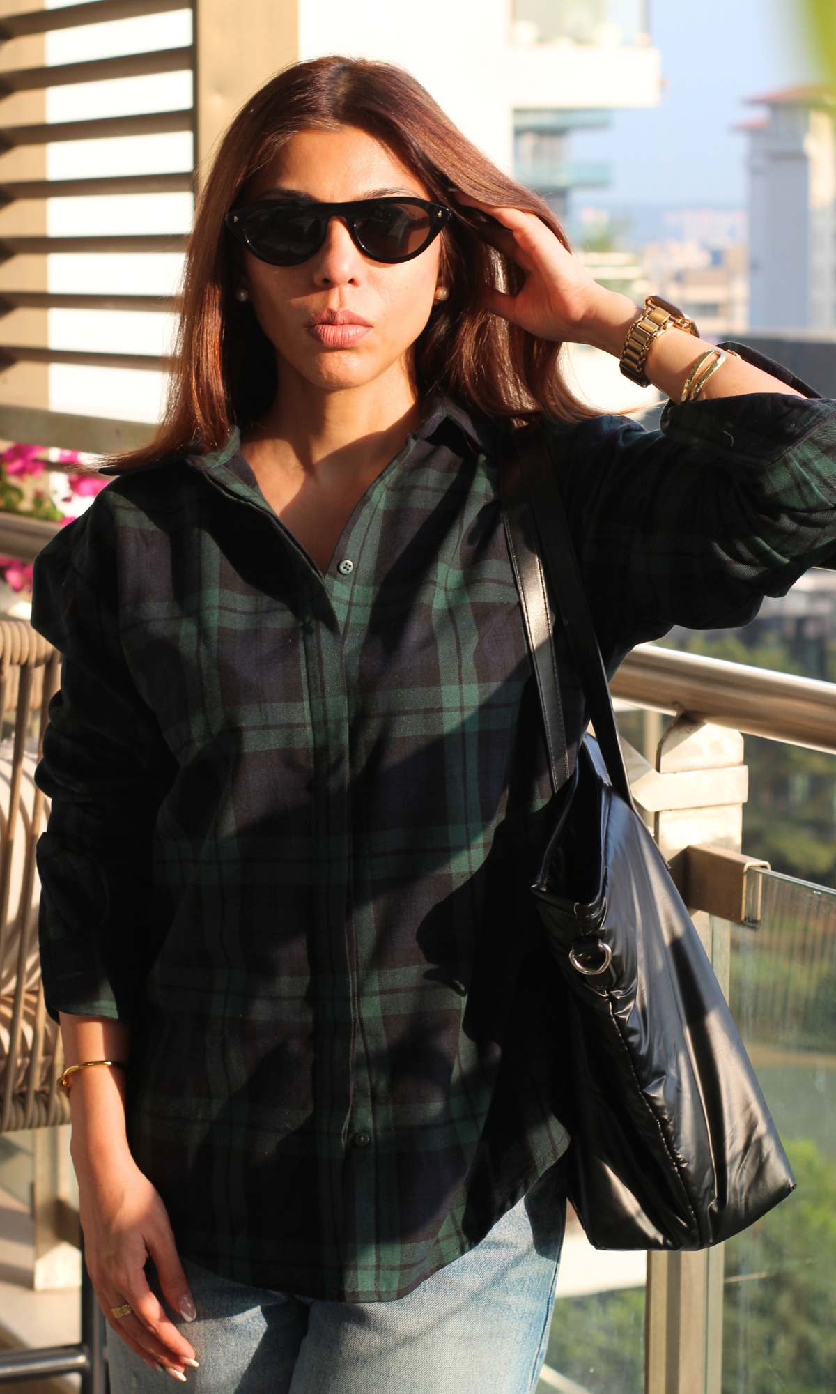 Green Blue Plaid Checked Shirt