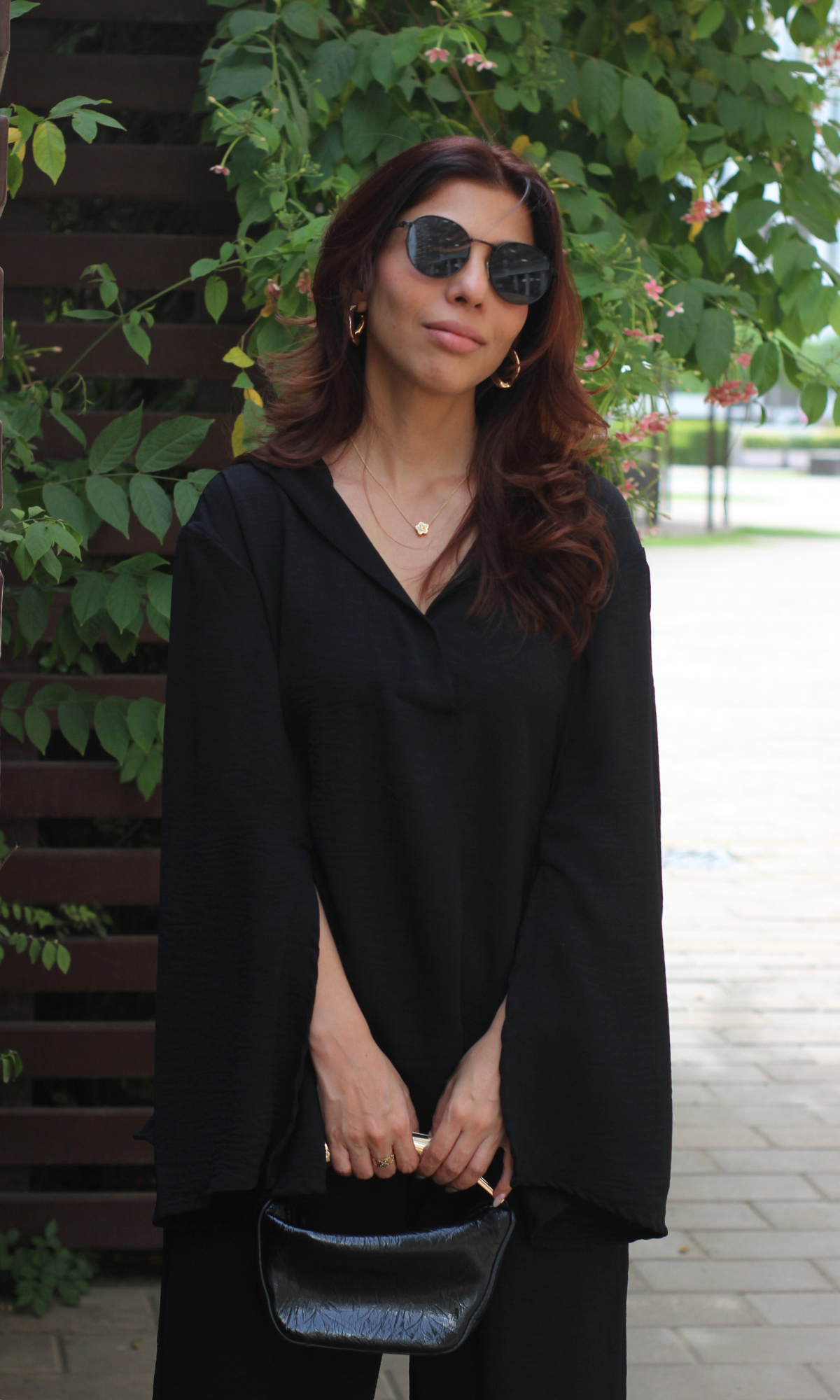 Black Slit Sleeves Top and Pants Co-ord