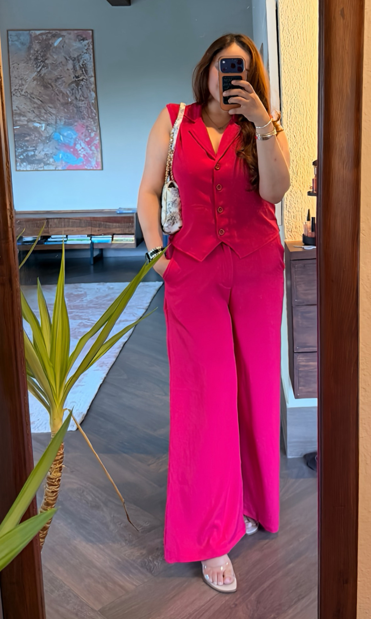 Hot Pink Waist Coat and Pants Co-ord