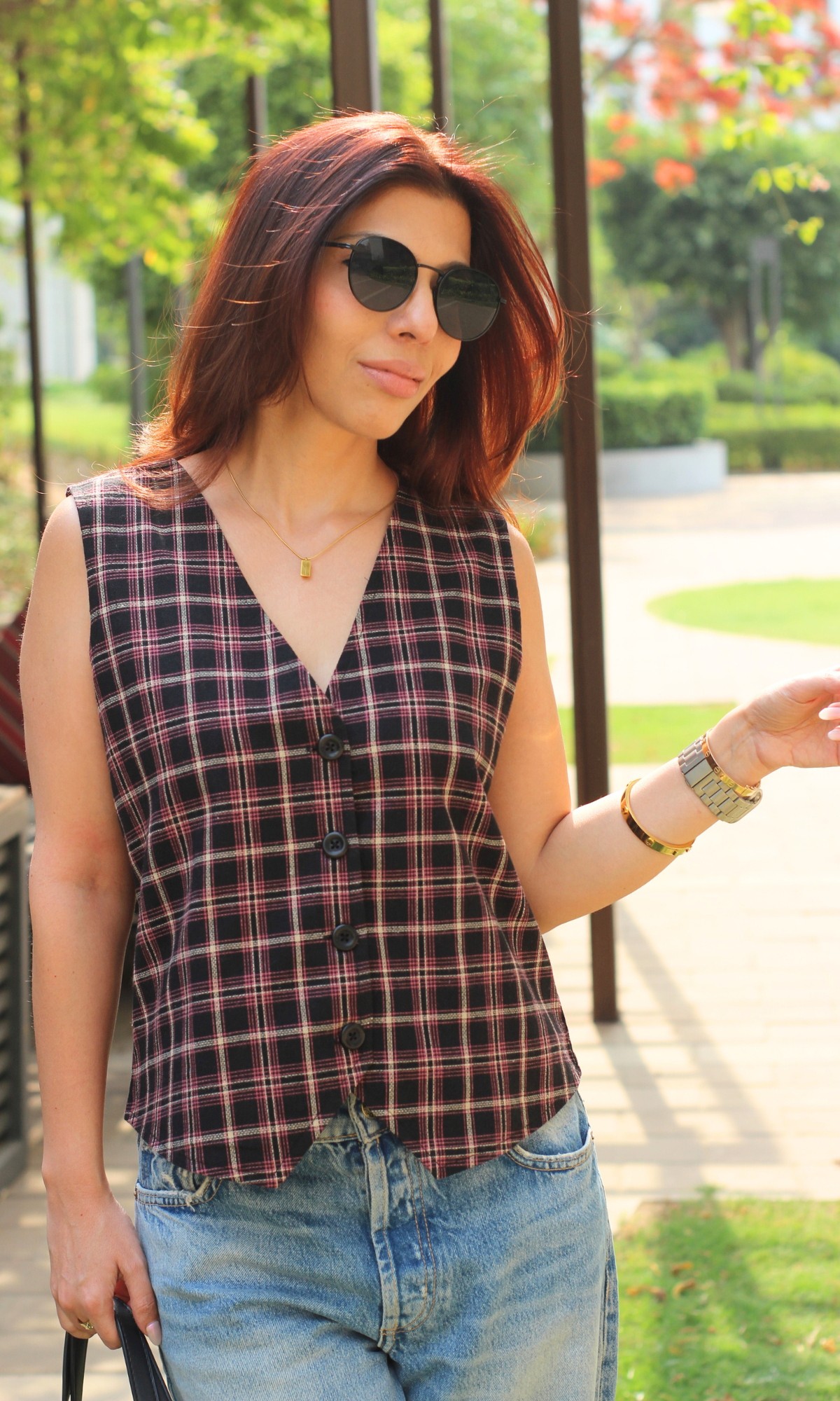 Blush Grid Checkmate Waist Coat