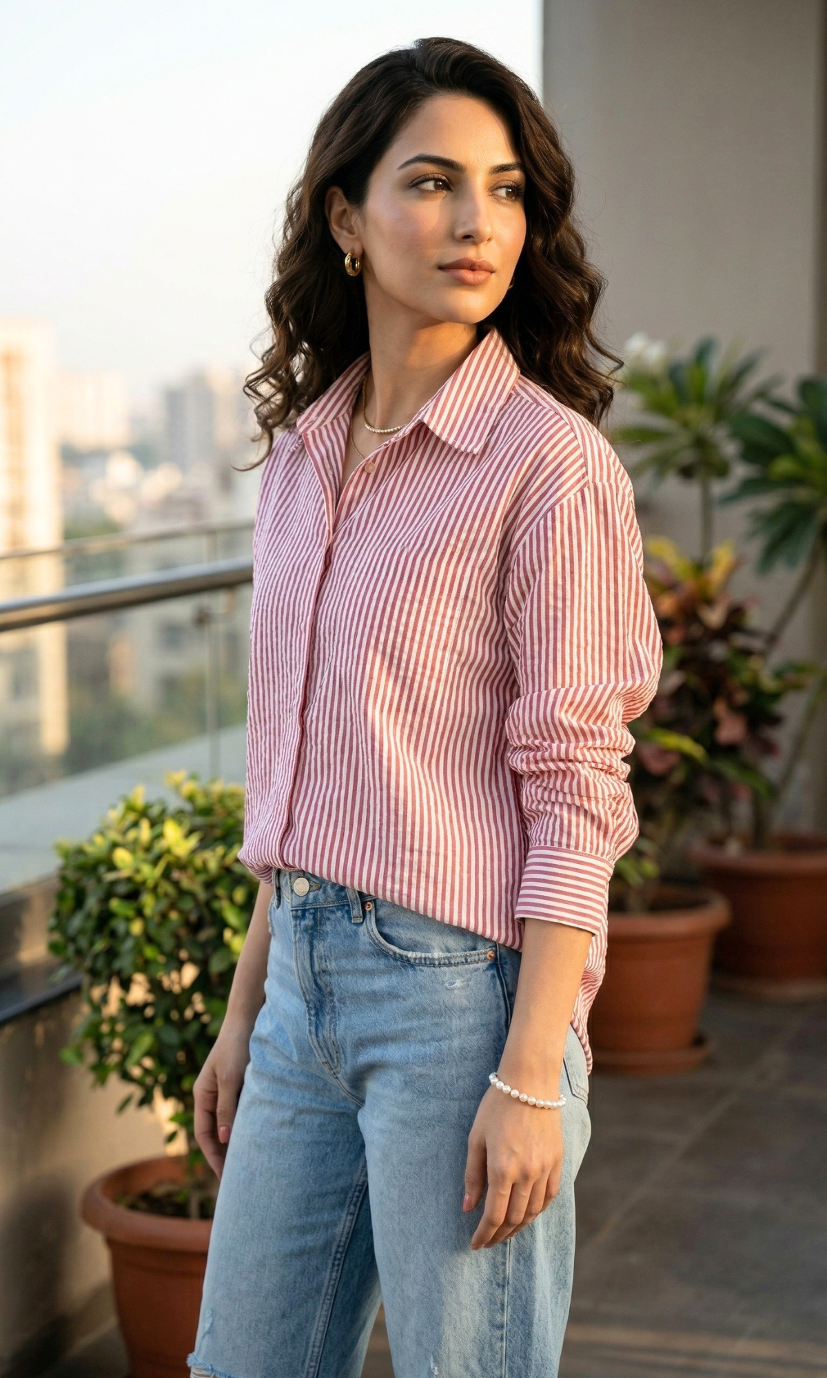Red Linear Striped Shirt
