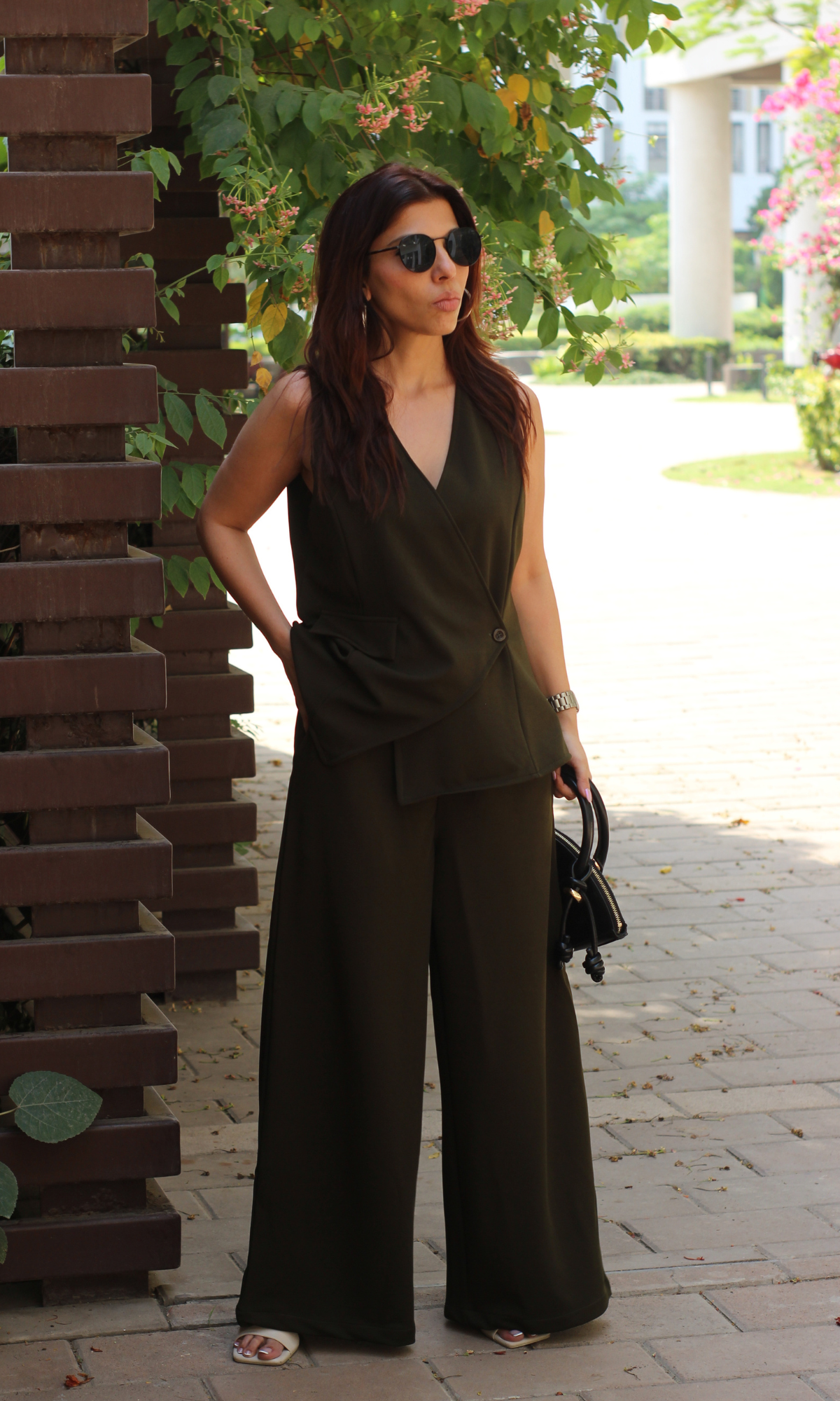 Dark Olive Side Waist Coat and Pants