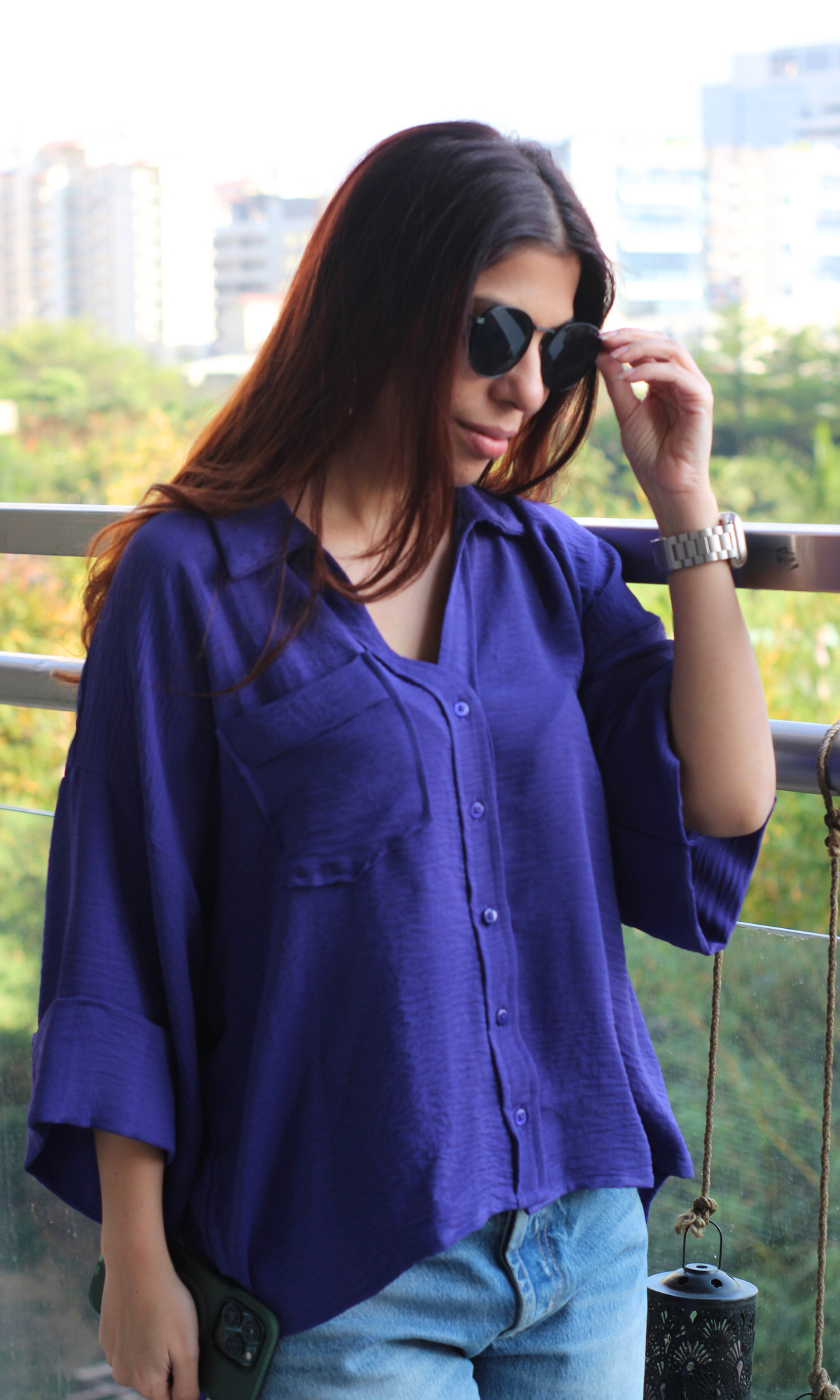 Violet Blue Flowing Shirt