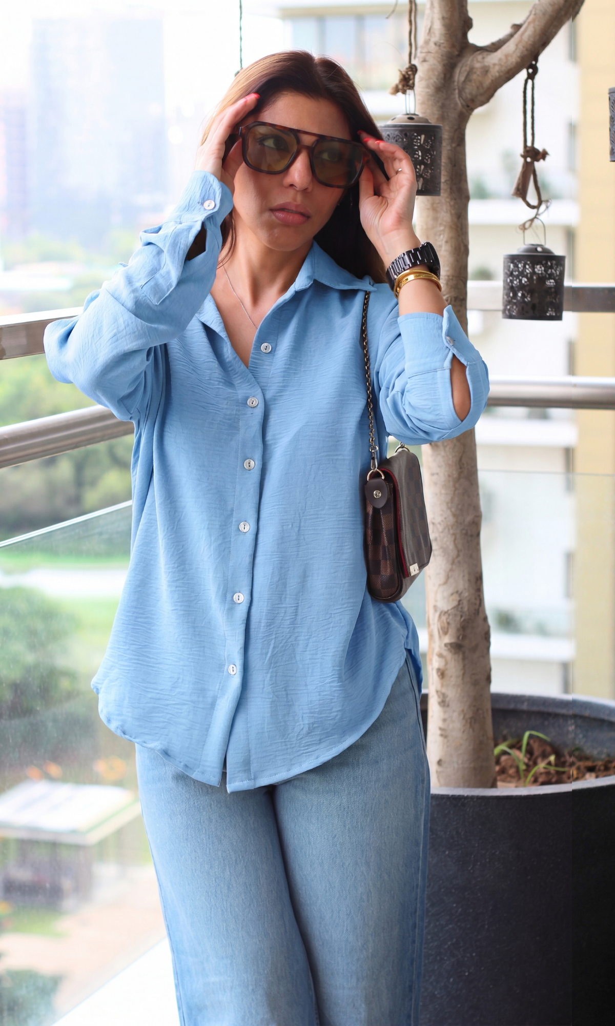 Powder Blue Crinkle Shirt