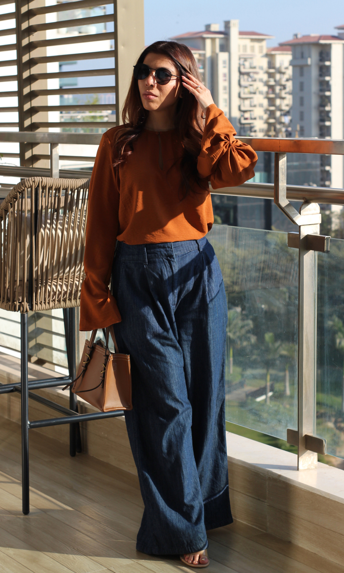 Tangerine Cinch Sleeve Top