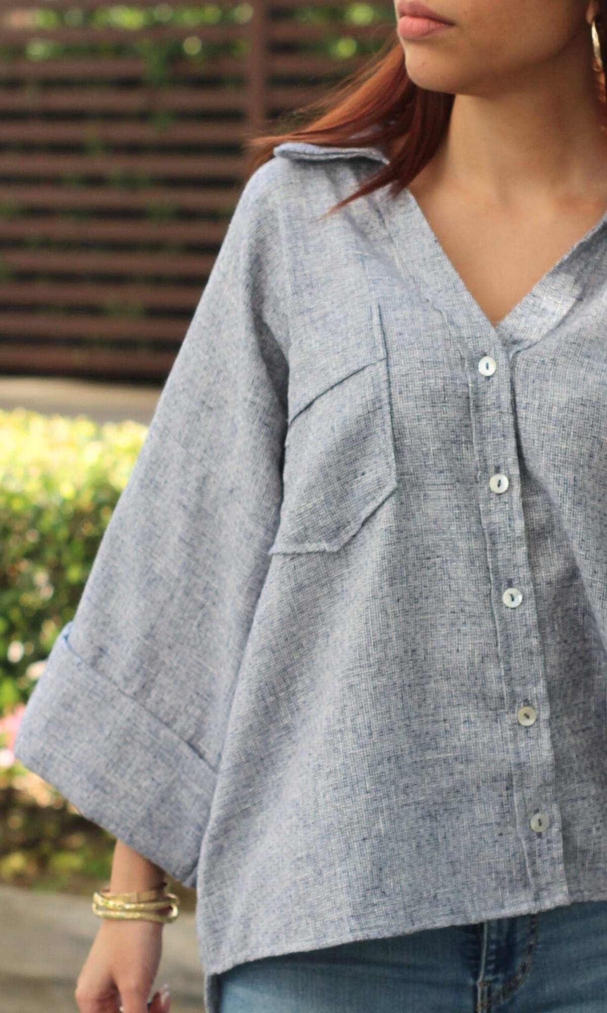 Blue & White Textured Shirt
