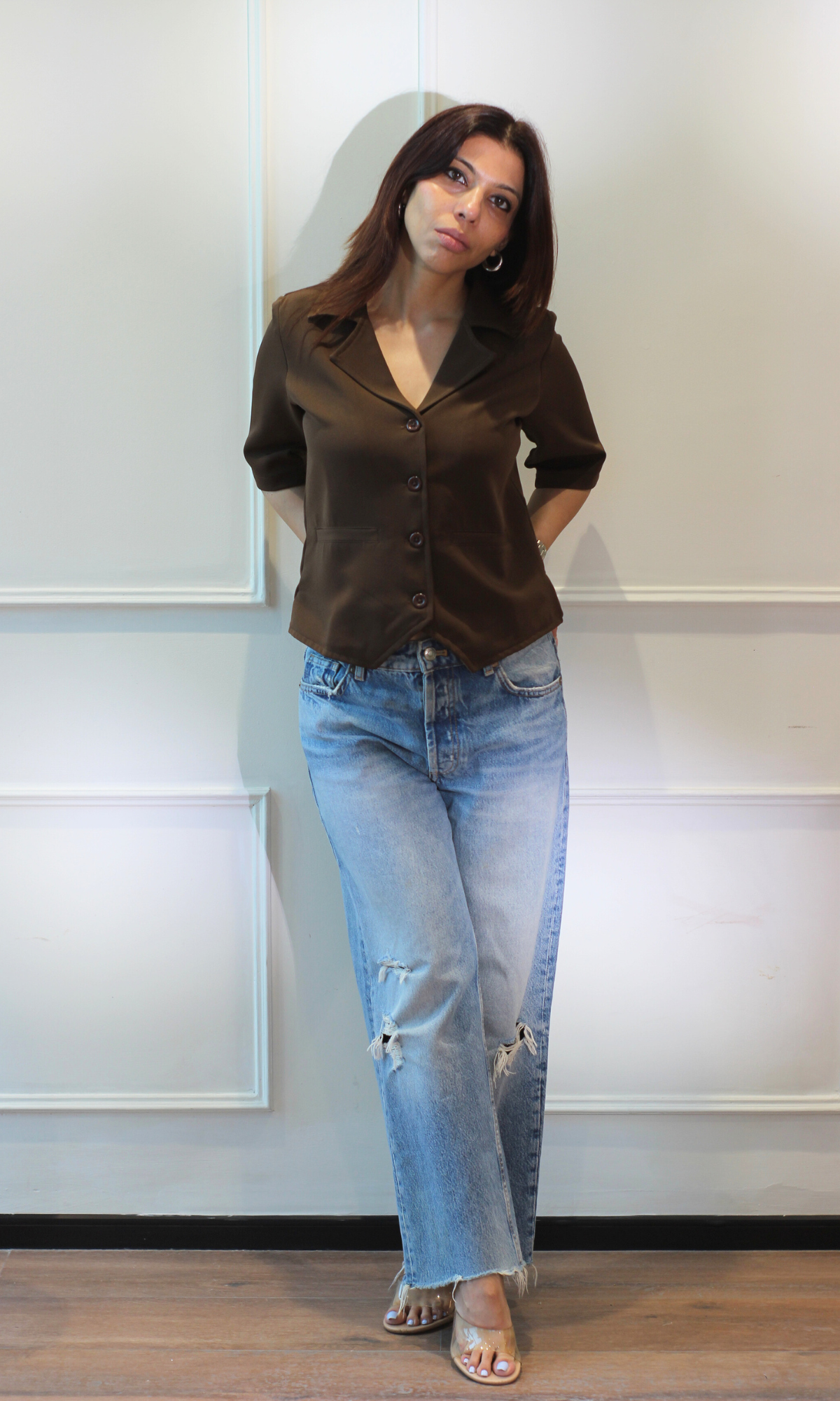 Mocha Smoke Sleeved Waist Coat