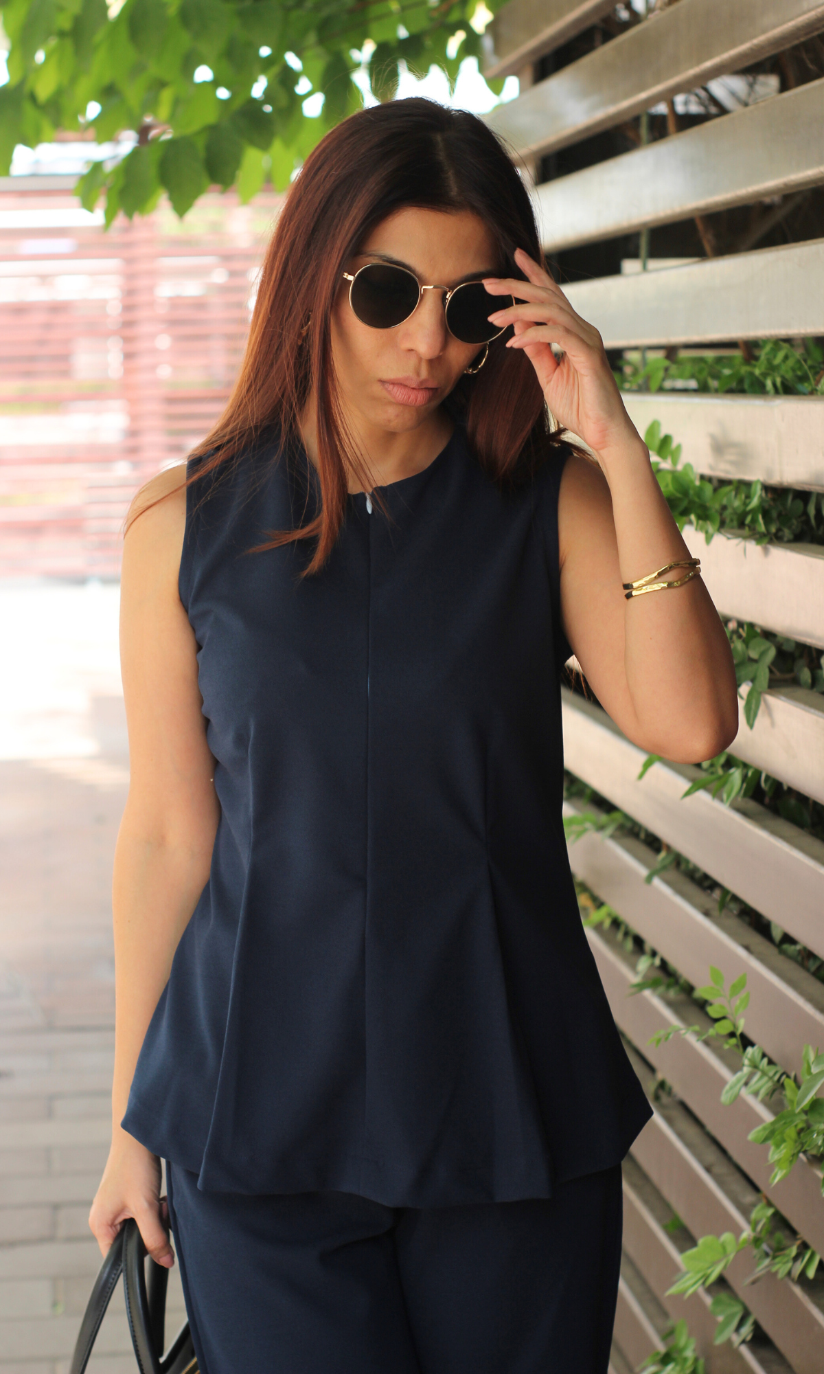 Midnight Sleek-Pleat Detail and Flared Pants Co-ord
