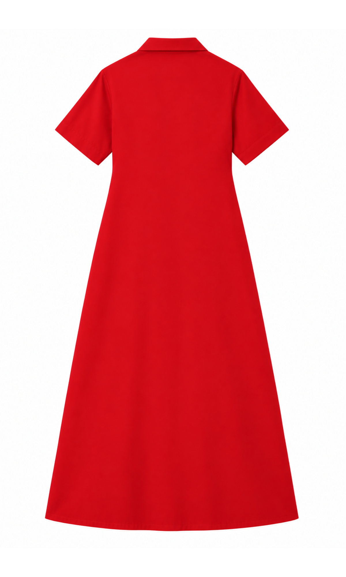 Tomato Red A-Line Maxi Shirt Dress