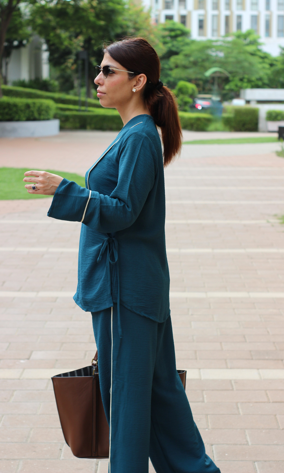 Teal Drift Outline Kimono Co-ord
