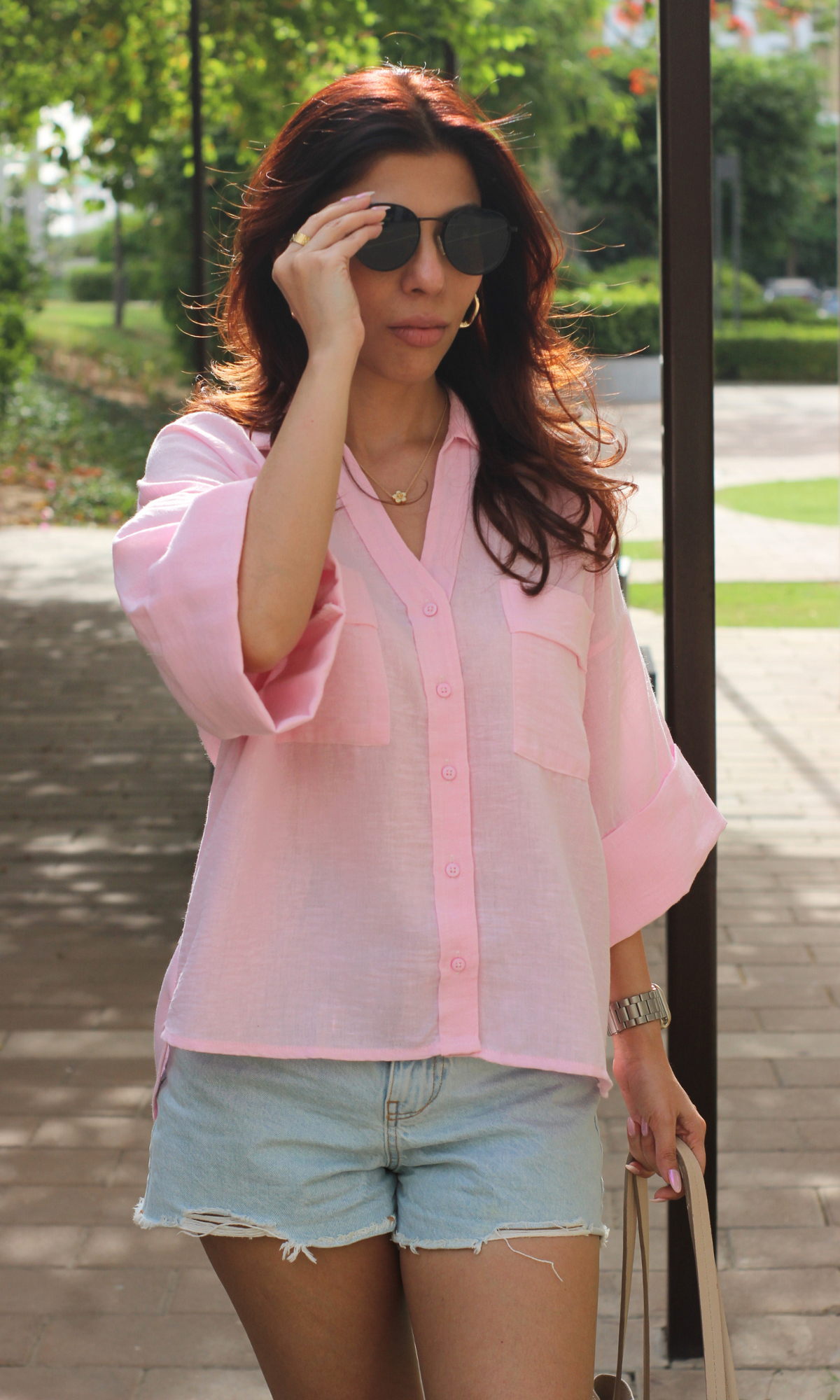 Blush Pink Textured Shirt