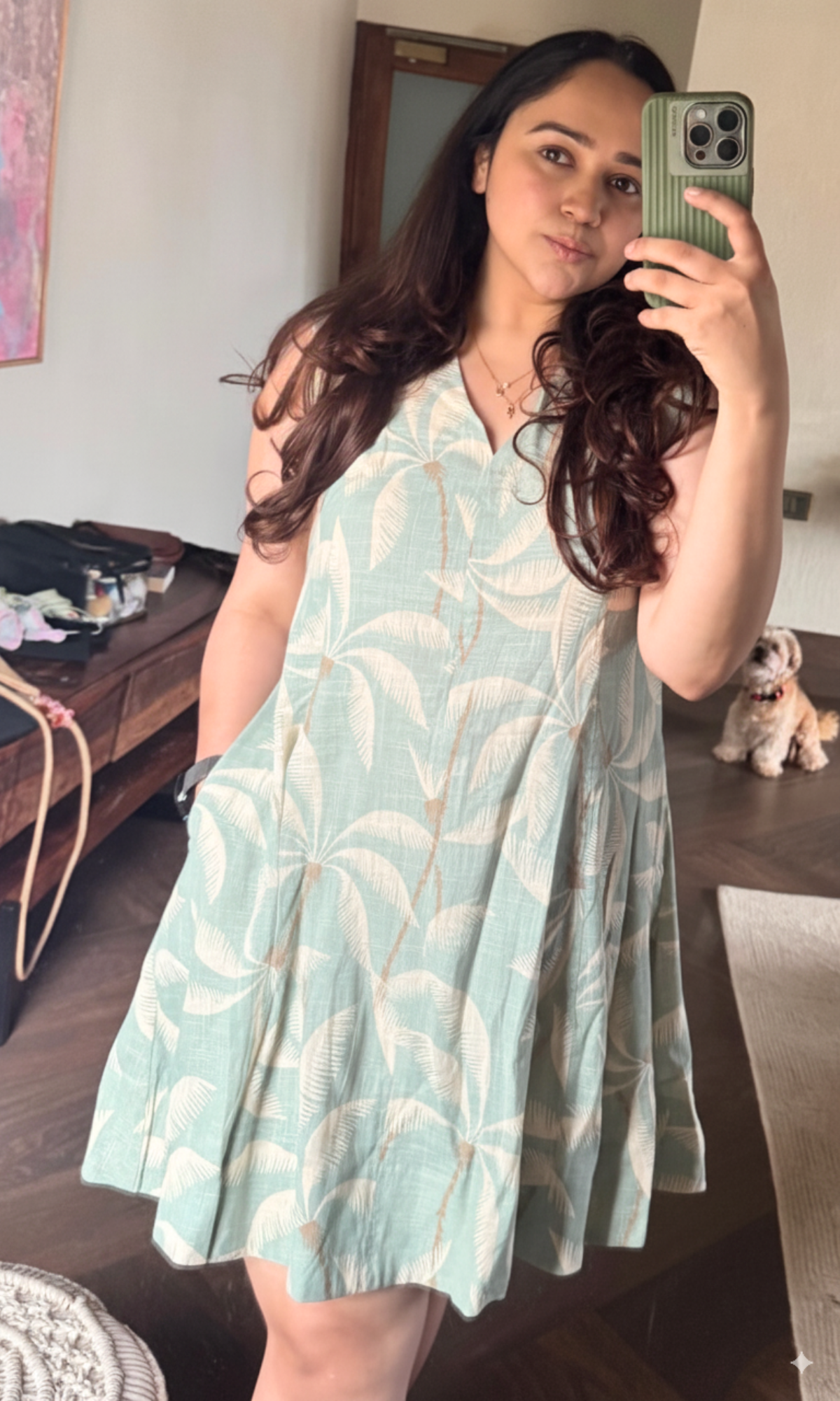 Palm Breeze A-Line Dress