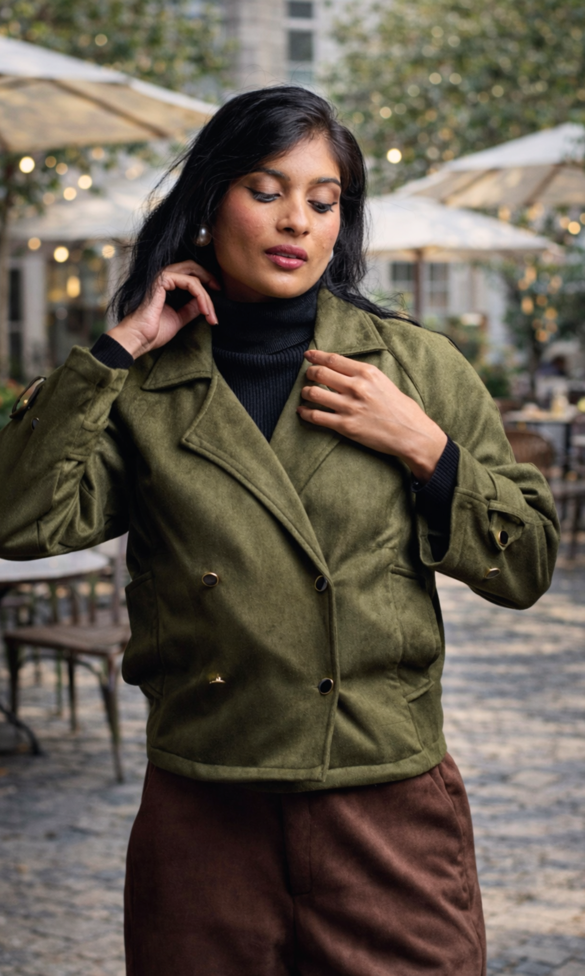 Olive Suede Trench