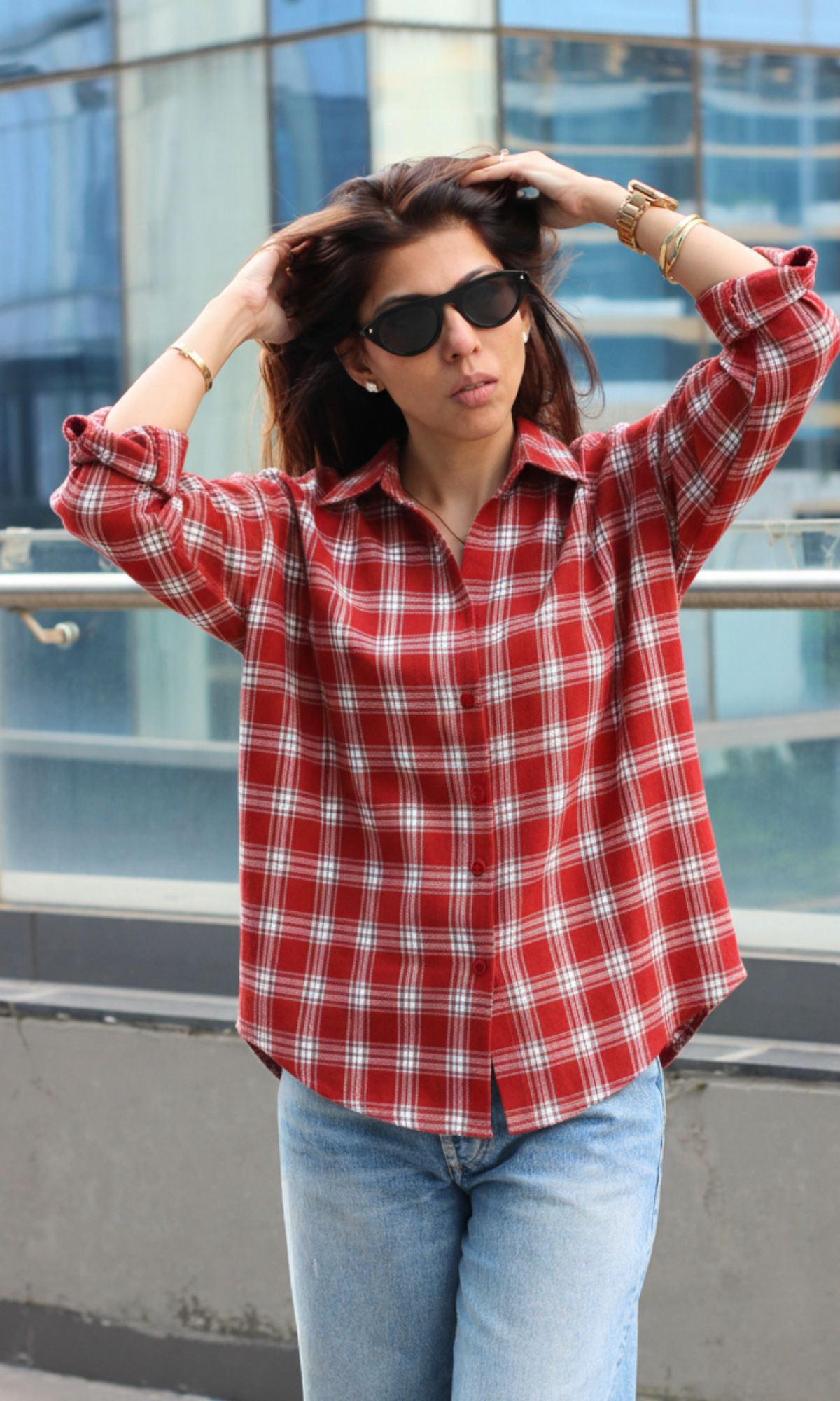 Red Block Checked Shirt