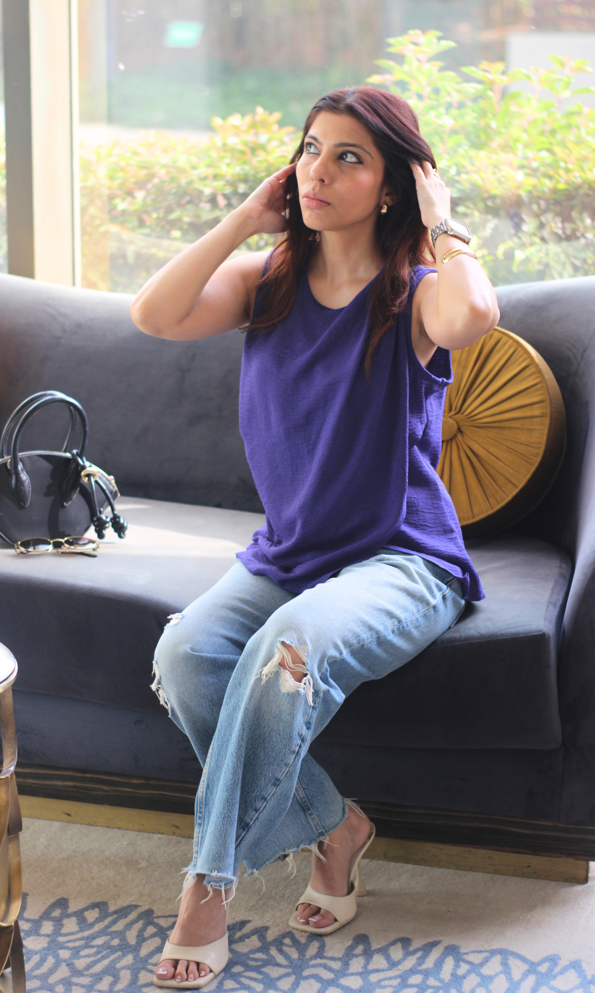 Violet Blue Side Cut Sleeveless Top