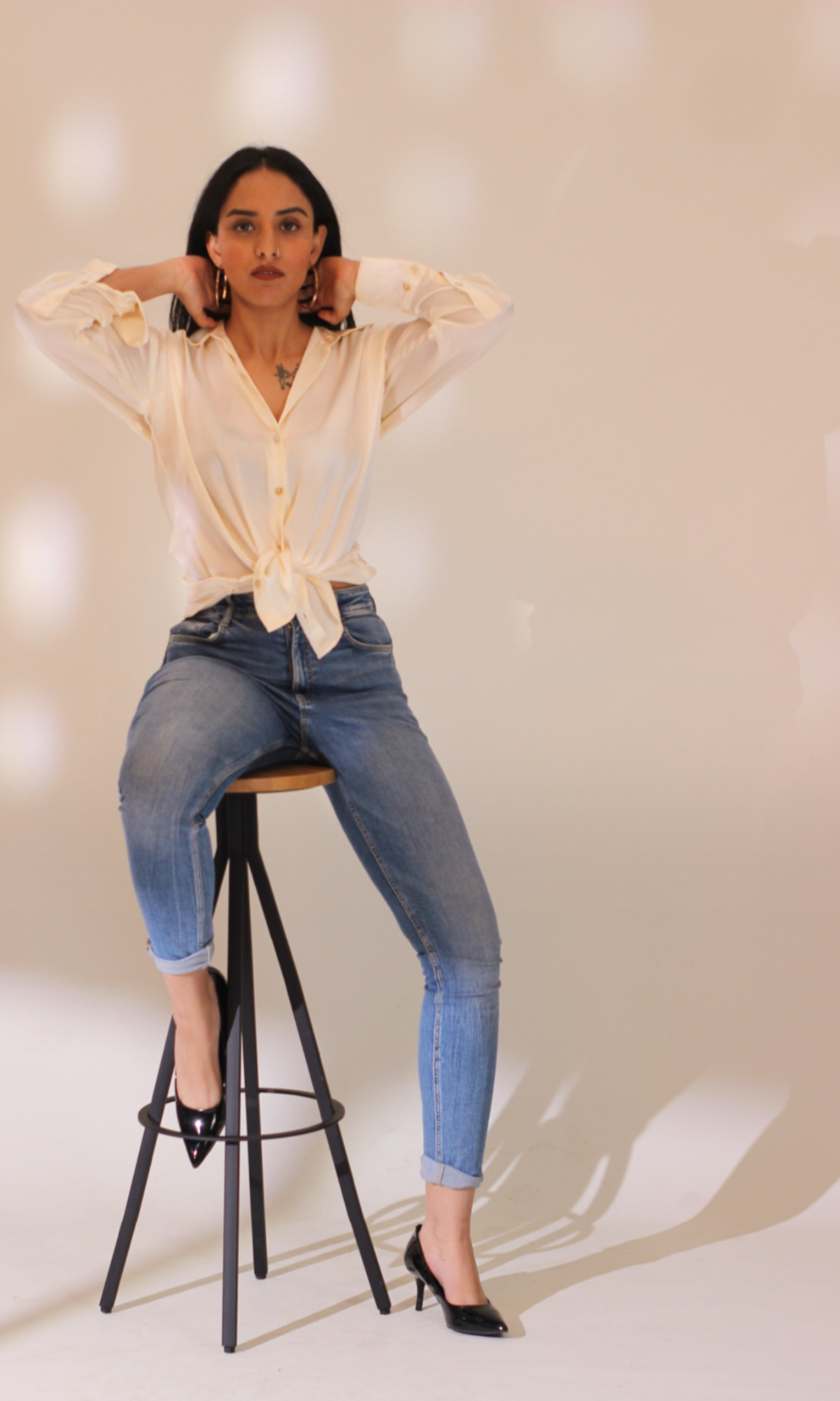 White Satin Sleeved Shirt