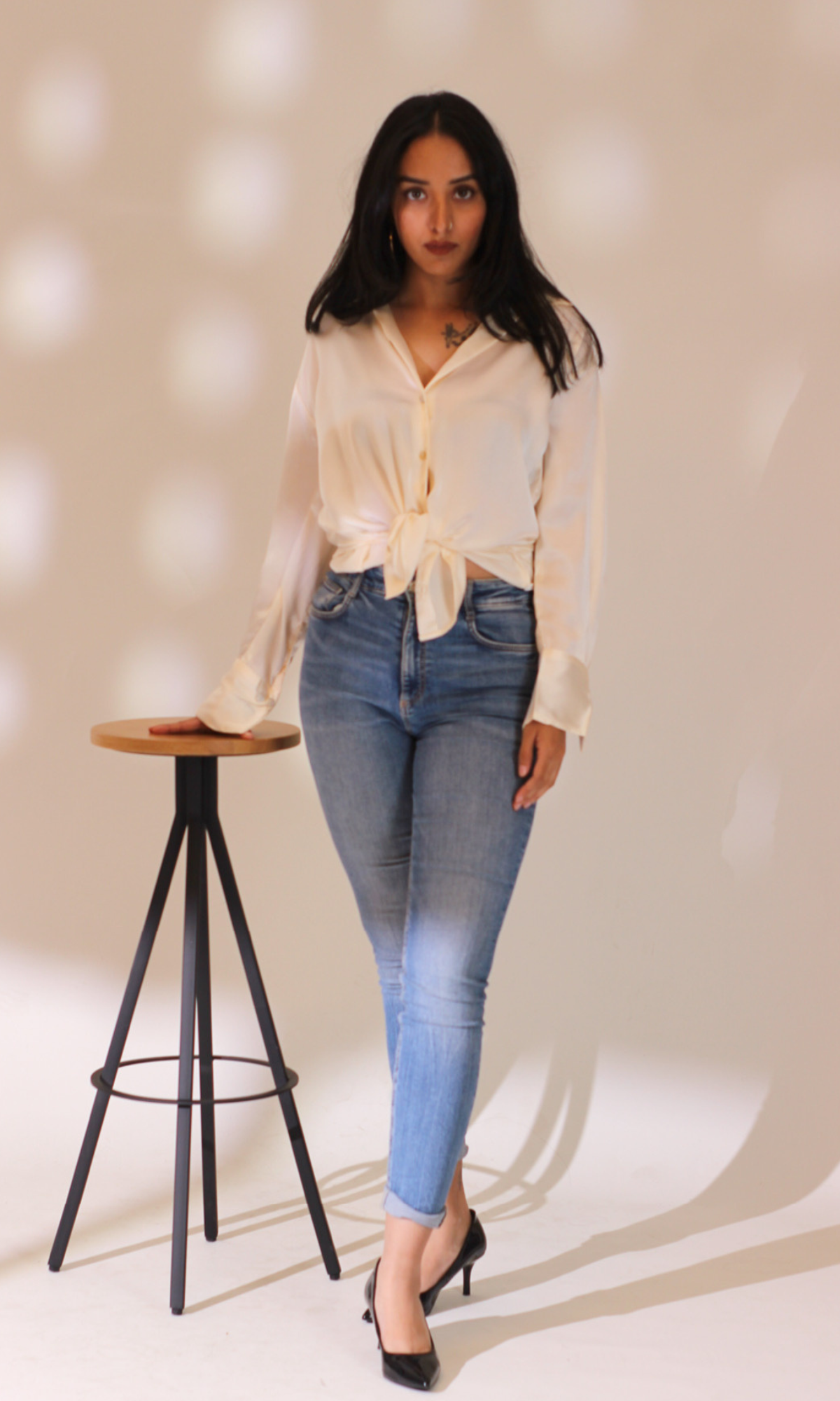 White Satin Sleeved Shirt