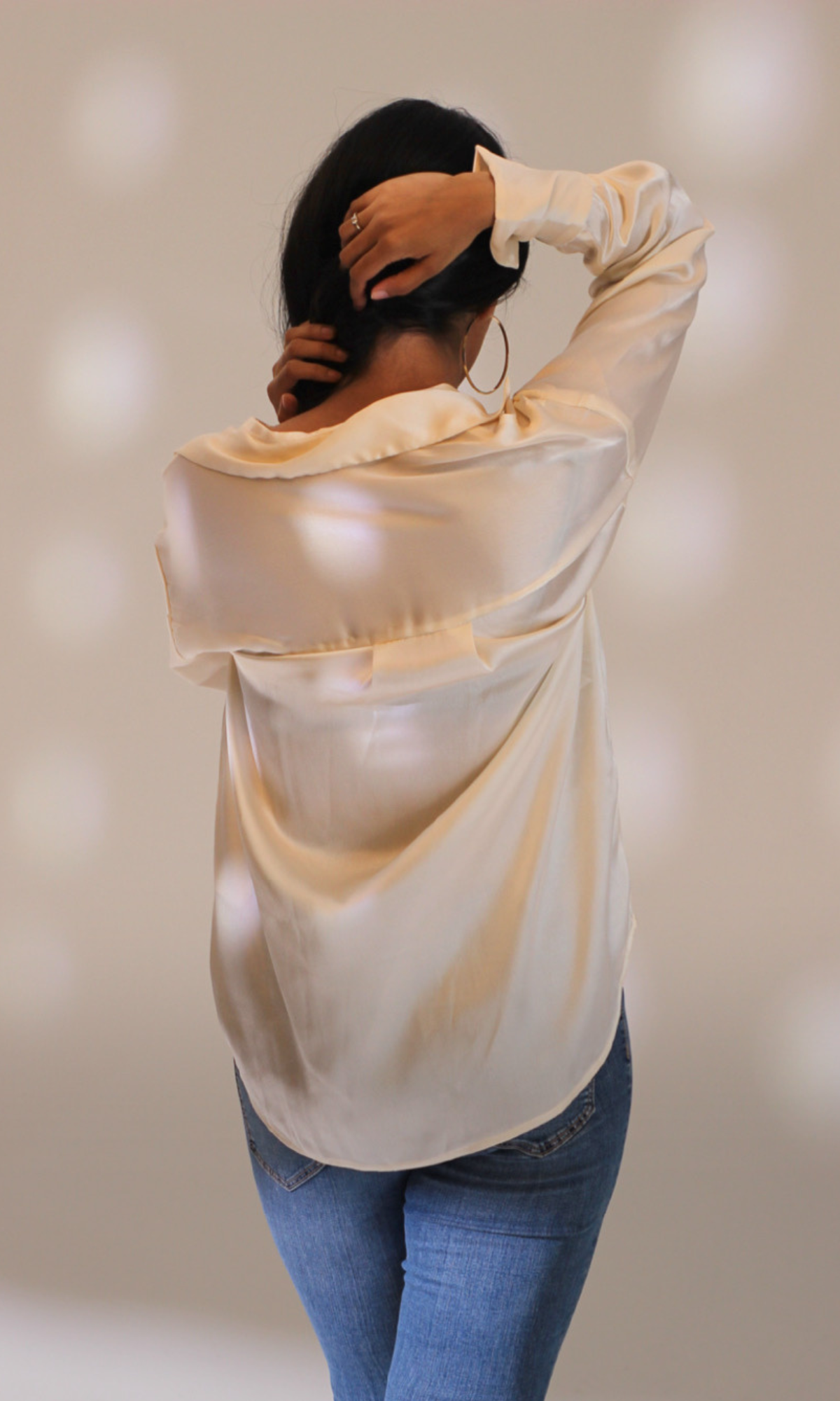 White Satin Sleeved Shirt