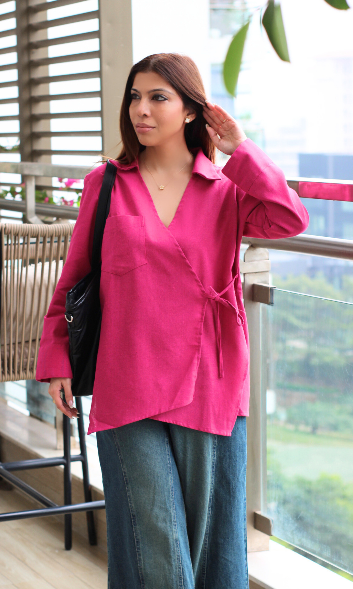 Pink Poplin Cuts Kimono