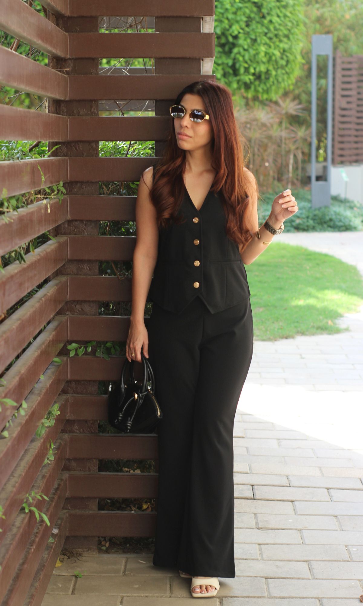 Black Waist Coat and Flared Pants Co-ord
