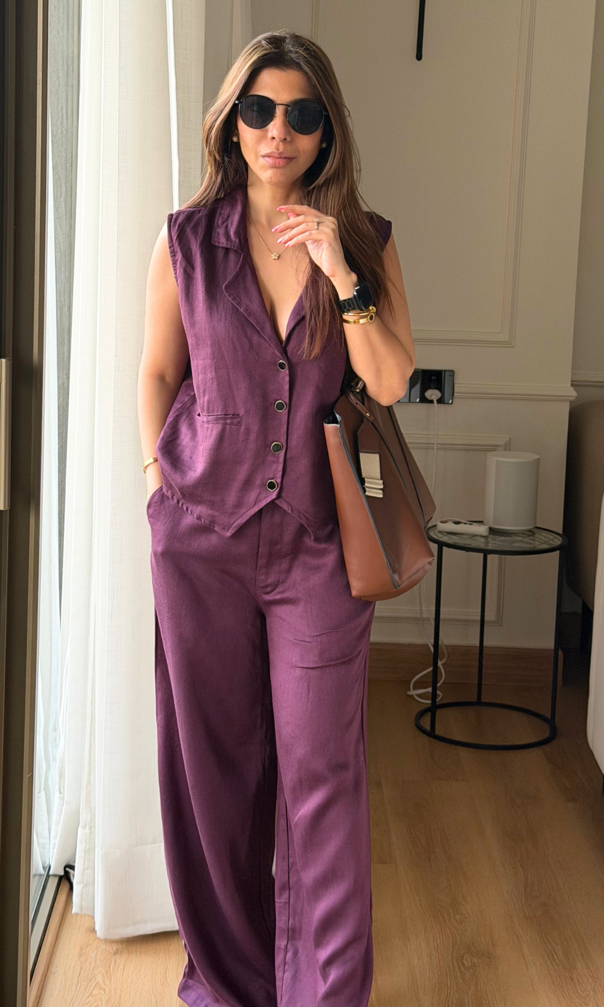 Orchid Purple Waist Coat and Pants Co-ord