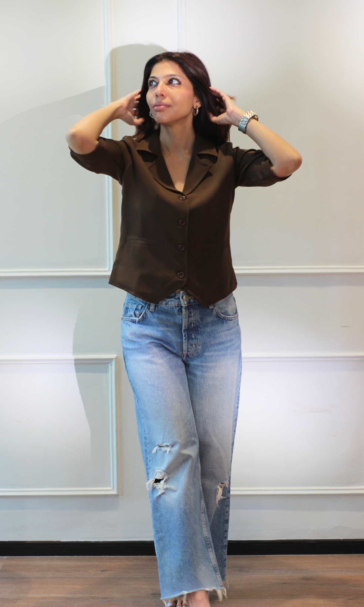 Mocha Smoke Sleeved Waist Coat