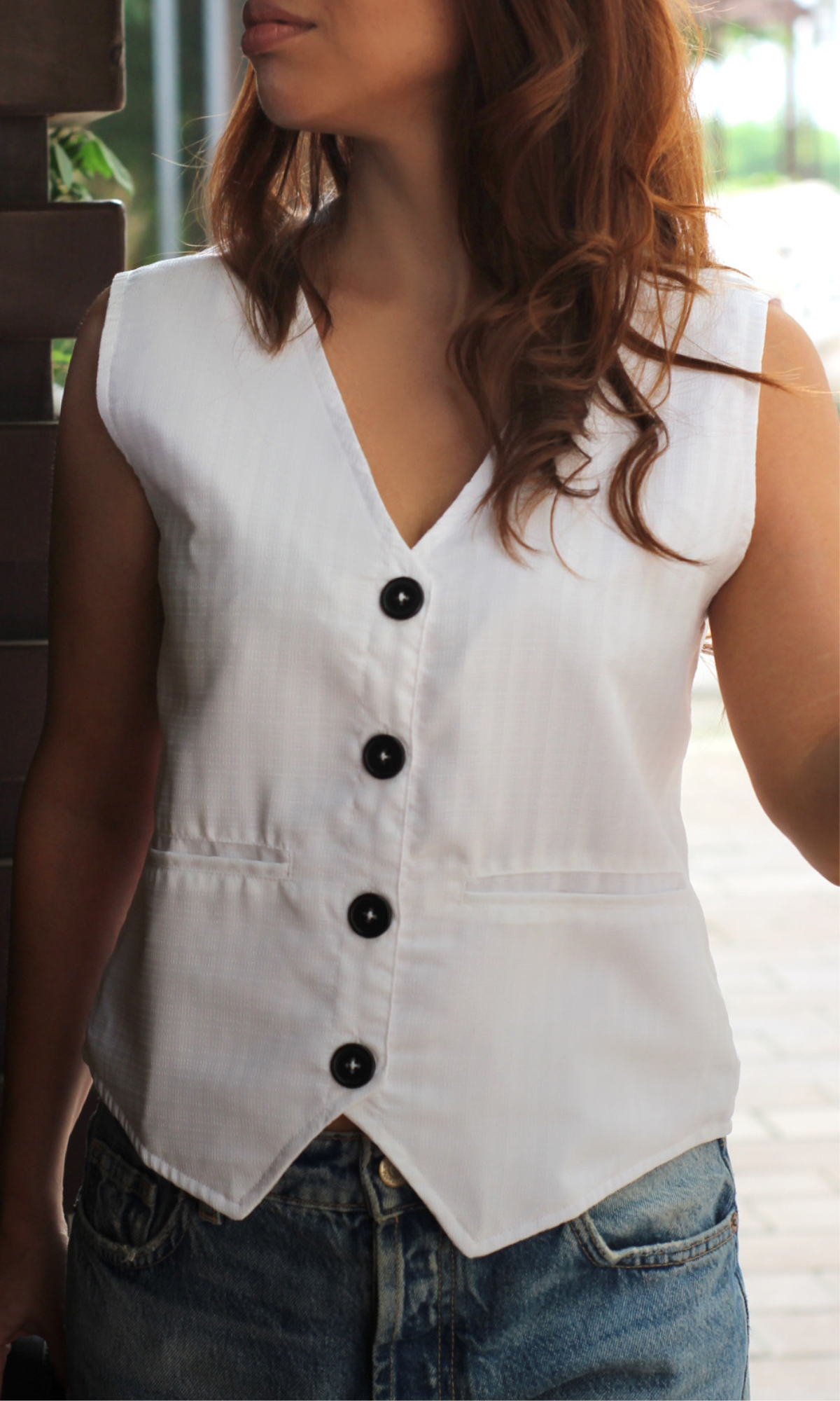 White Striped Waist Coat