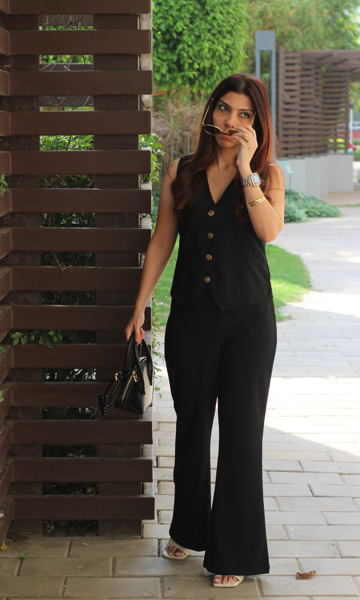 Black Waist Coat and Flared Pants Co-ord