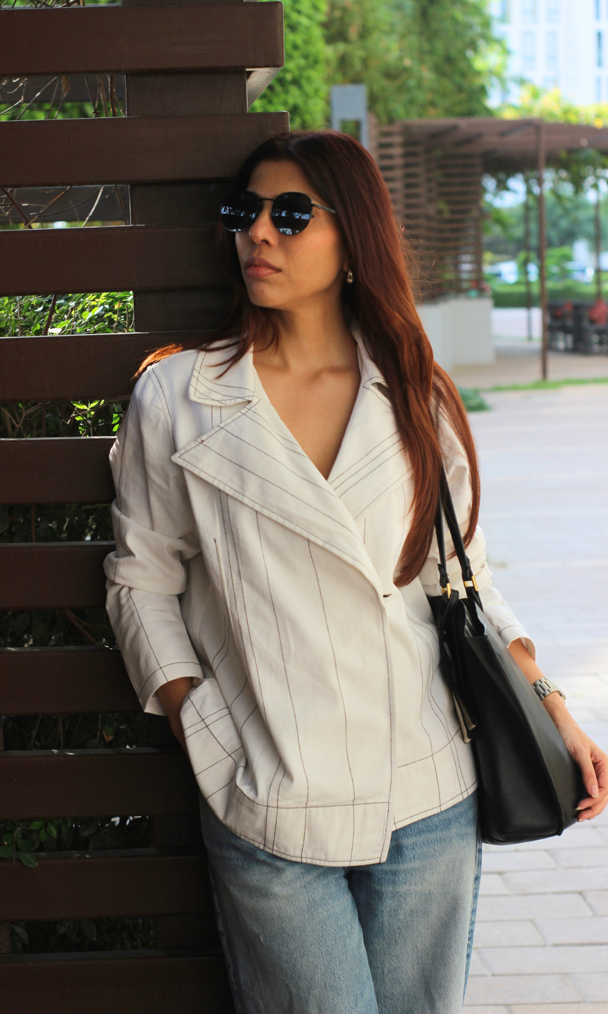 White Contrast Stitch Jacket