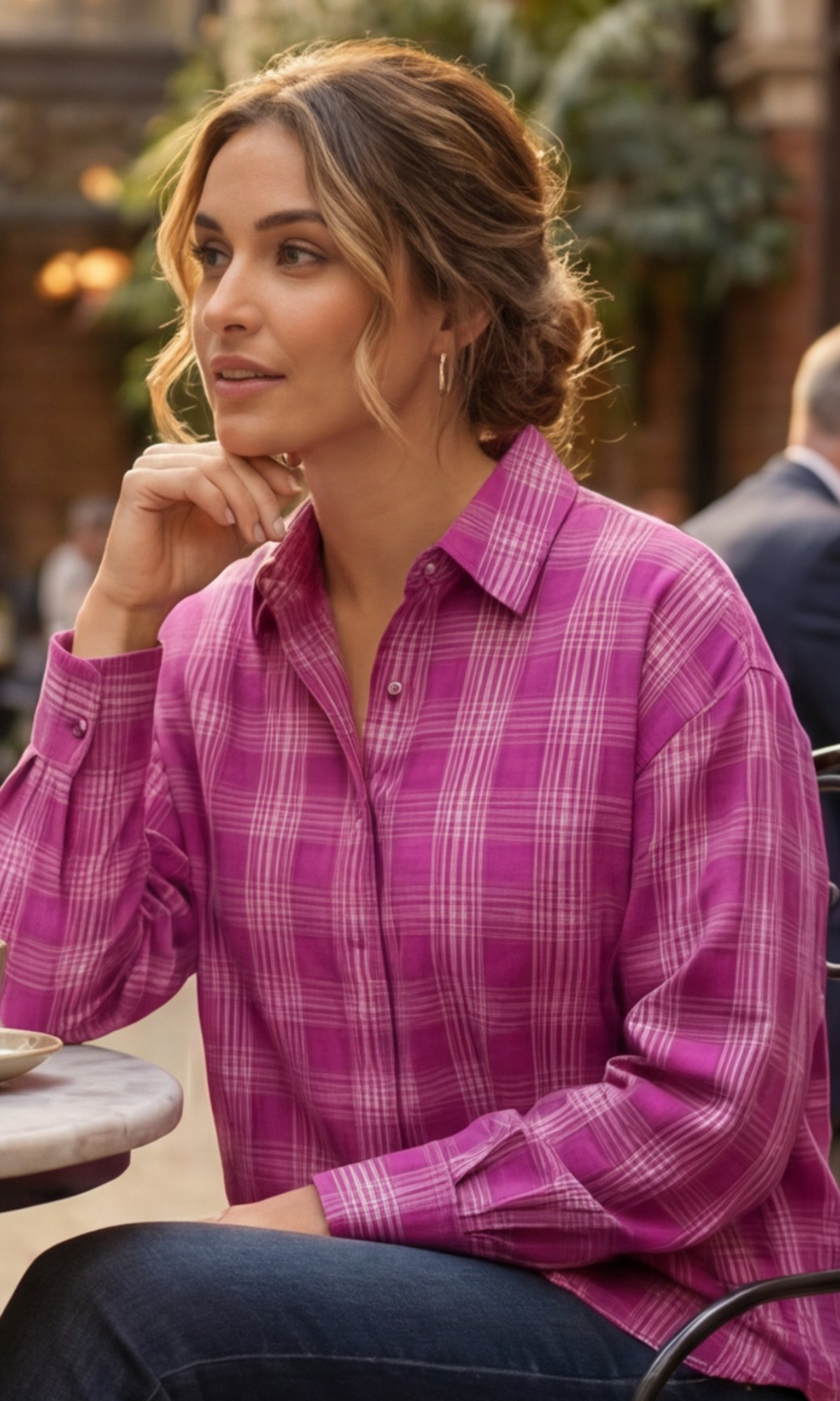 Pink Cotton Plaid Checked Shirt