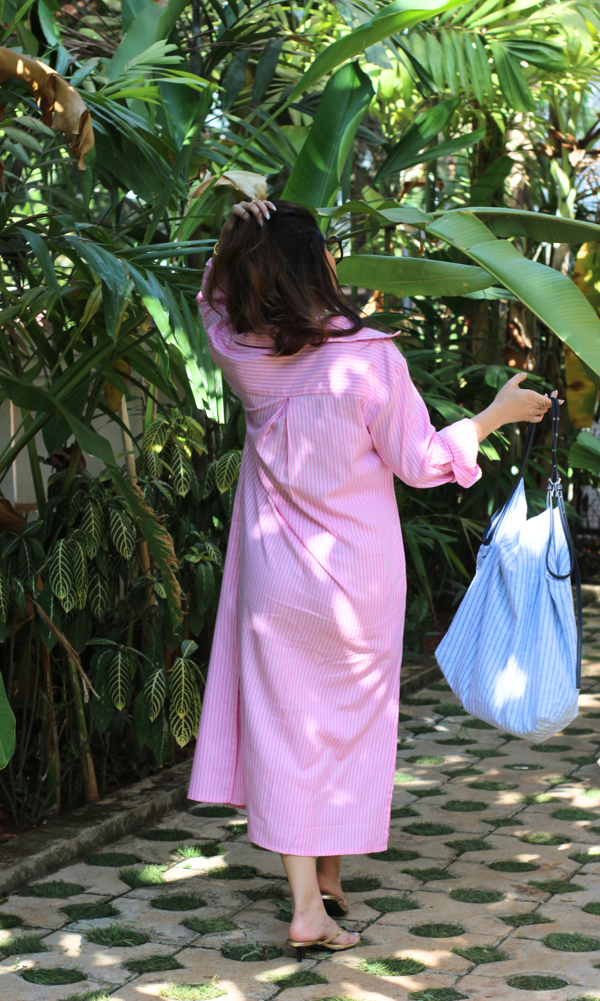 Pink Two Tone Long Shirt Dress