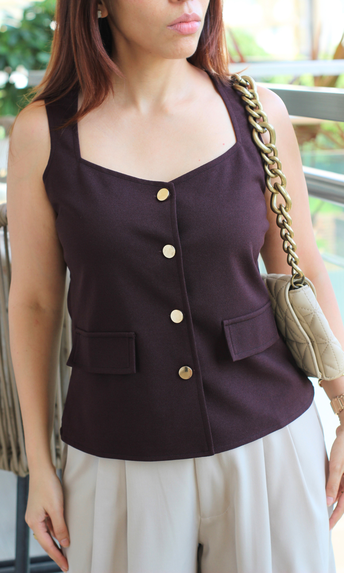 Espresso Squared Neck Waist Coat