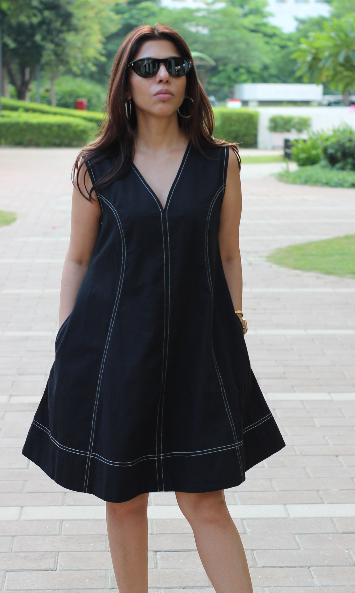Contour Stitch A-Line Dress