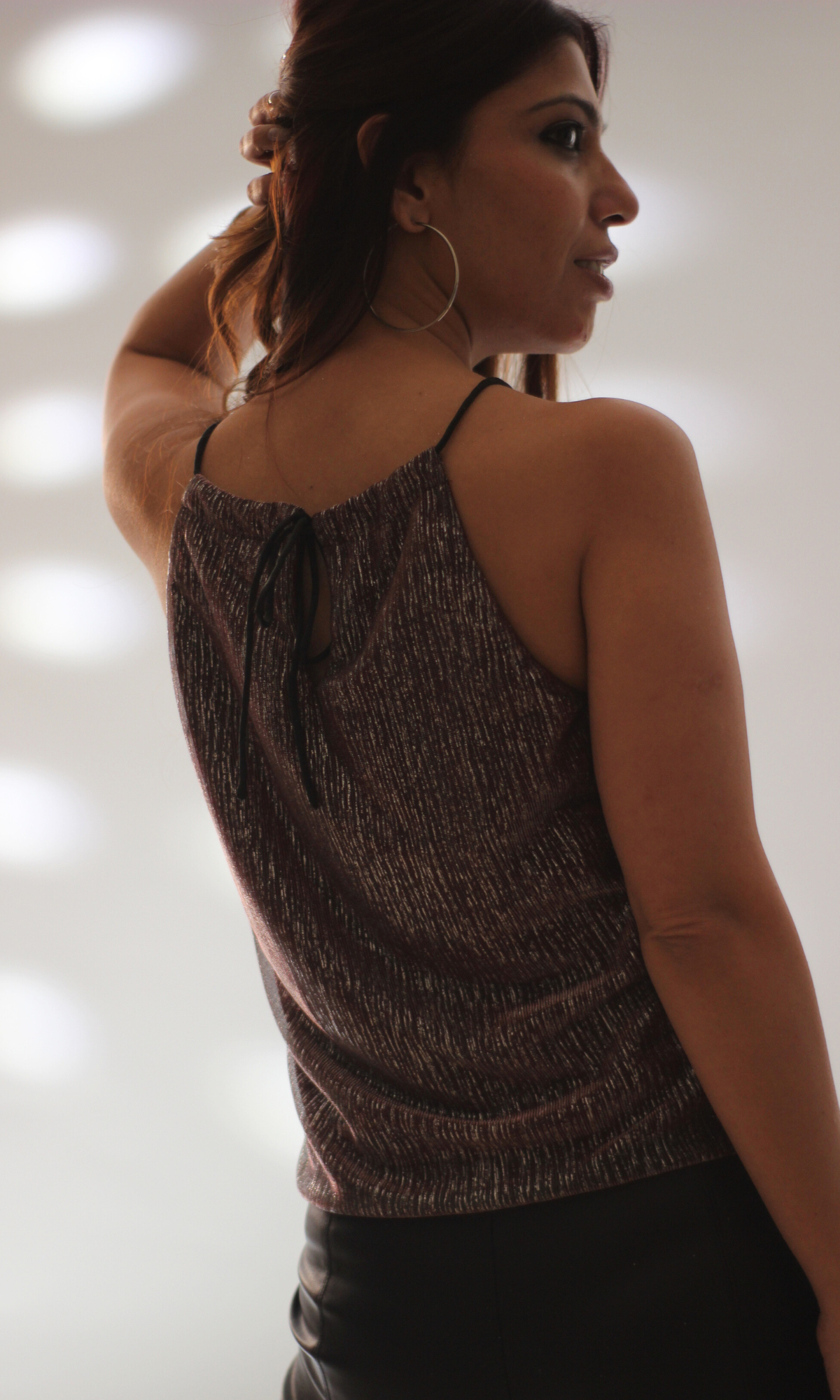 Wine Shimmer Halter Neck Top