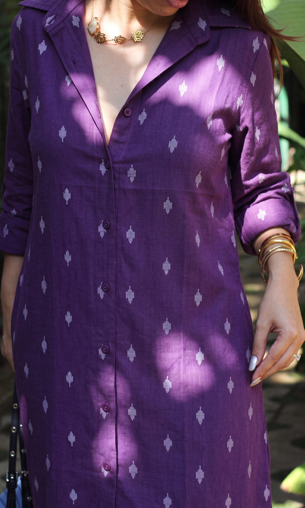 Aubergine Woven Shirt Dress