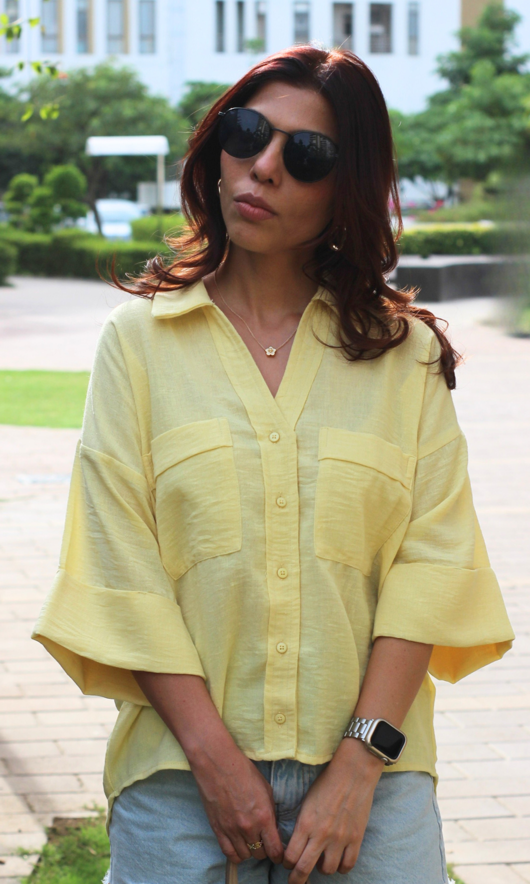 Butter Yellow Textured Shirt