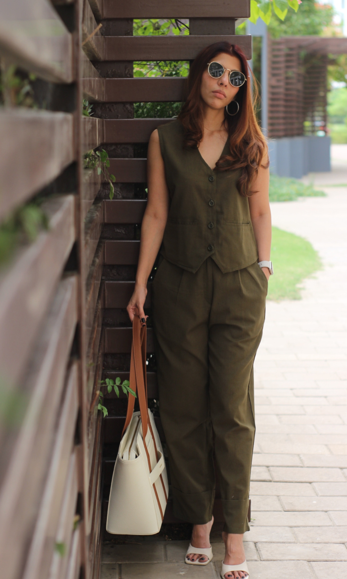 Olive Green Waist Coat and Pants Co-ord