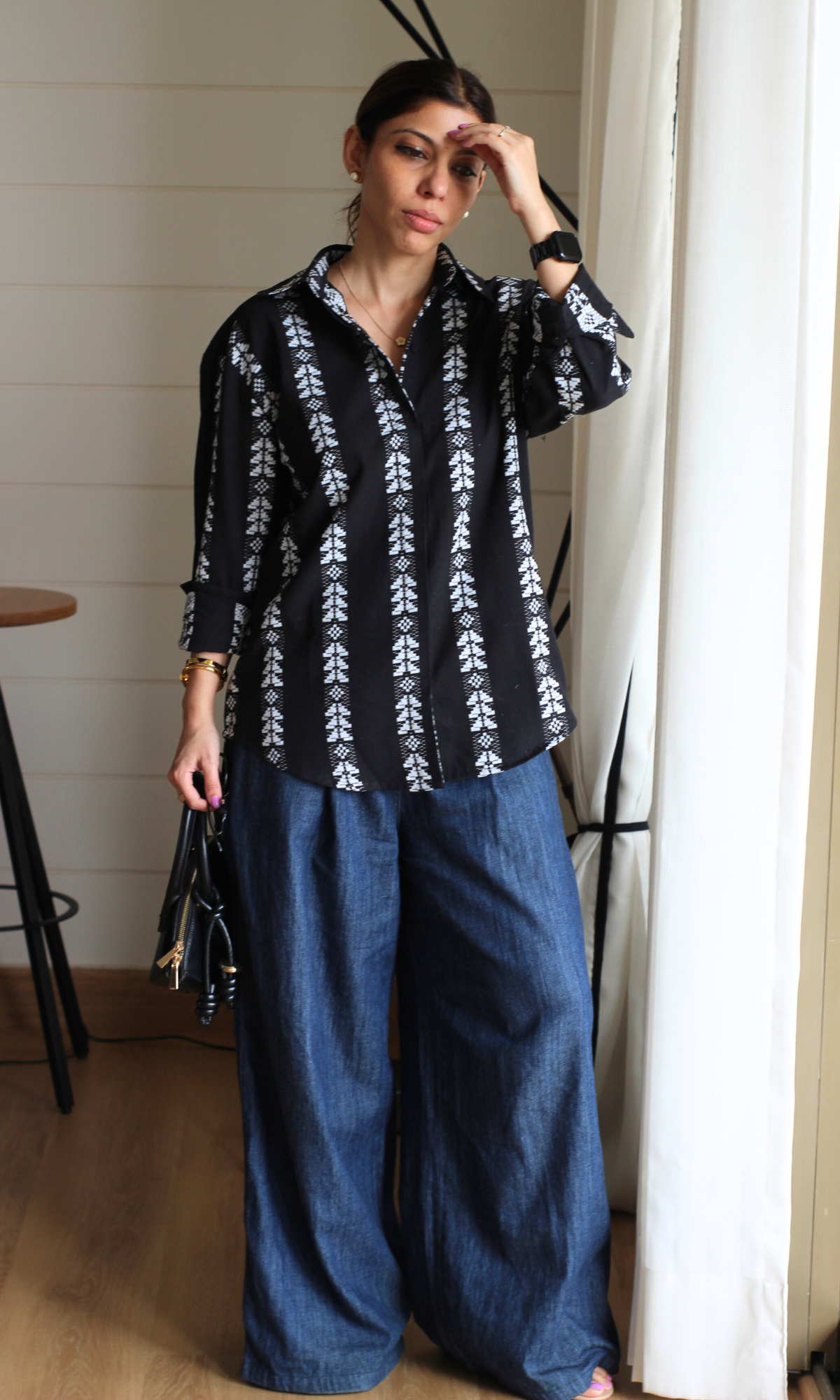 Onyx Weave Cotton Oversize Shirt