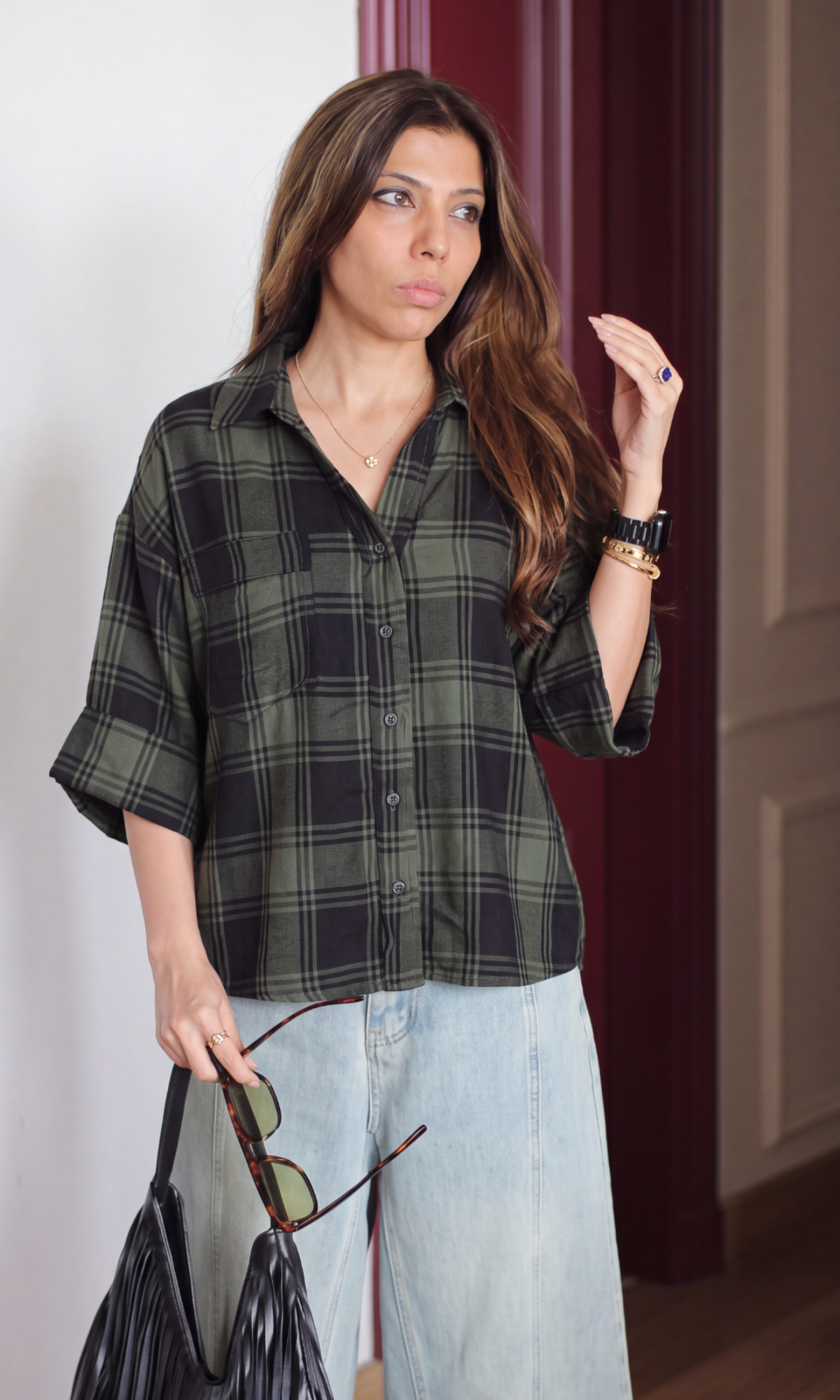 Olive Tartan Camp Shirt
