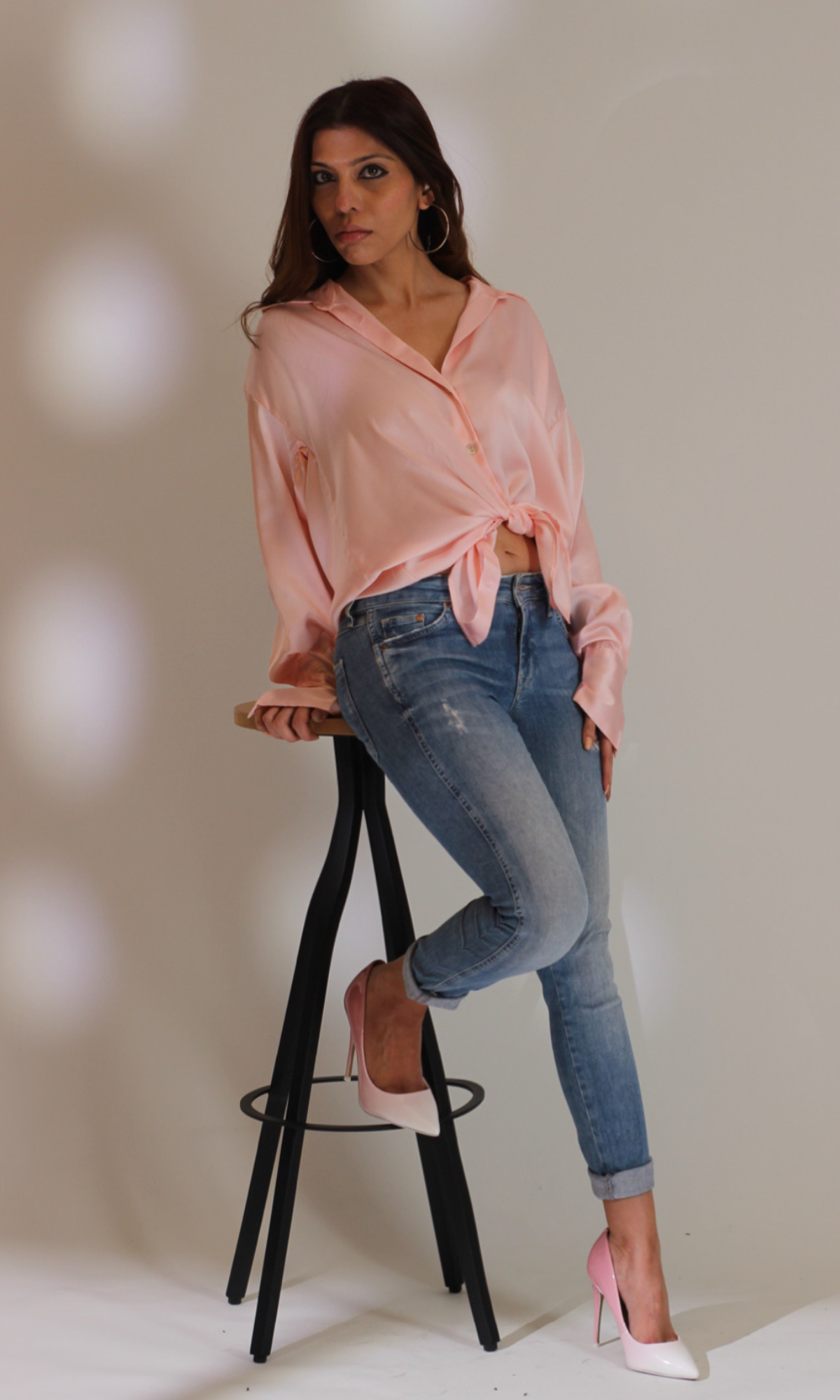 Blush Satin Sleeved Shirt