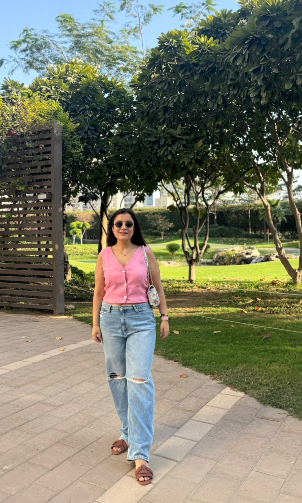 Pink Tweed Cropped Waist Coat