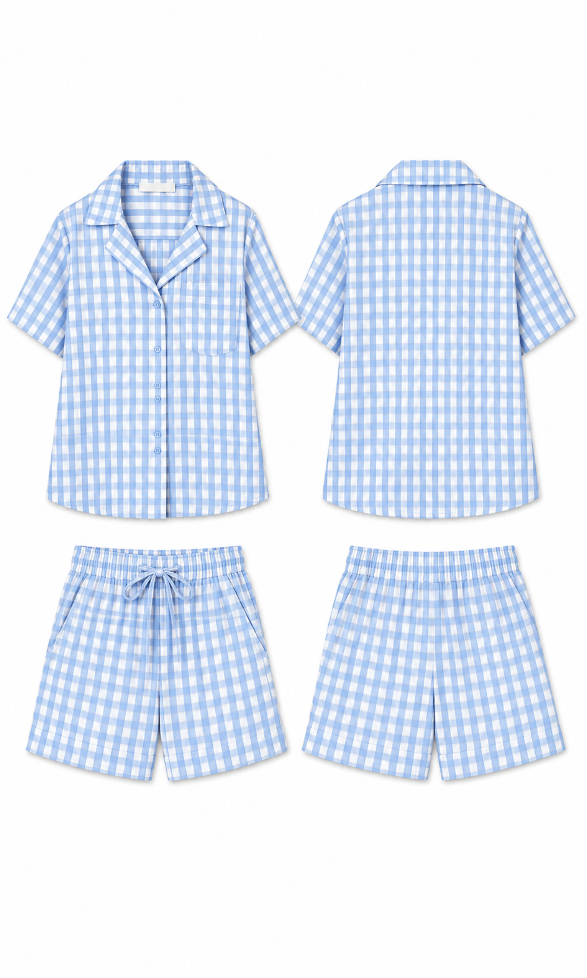 Sky Blue Check Shirt & Shorts Set